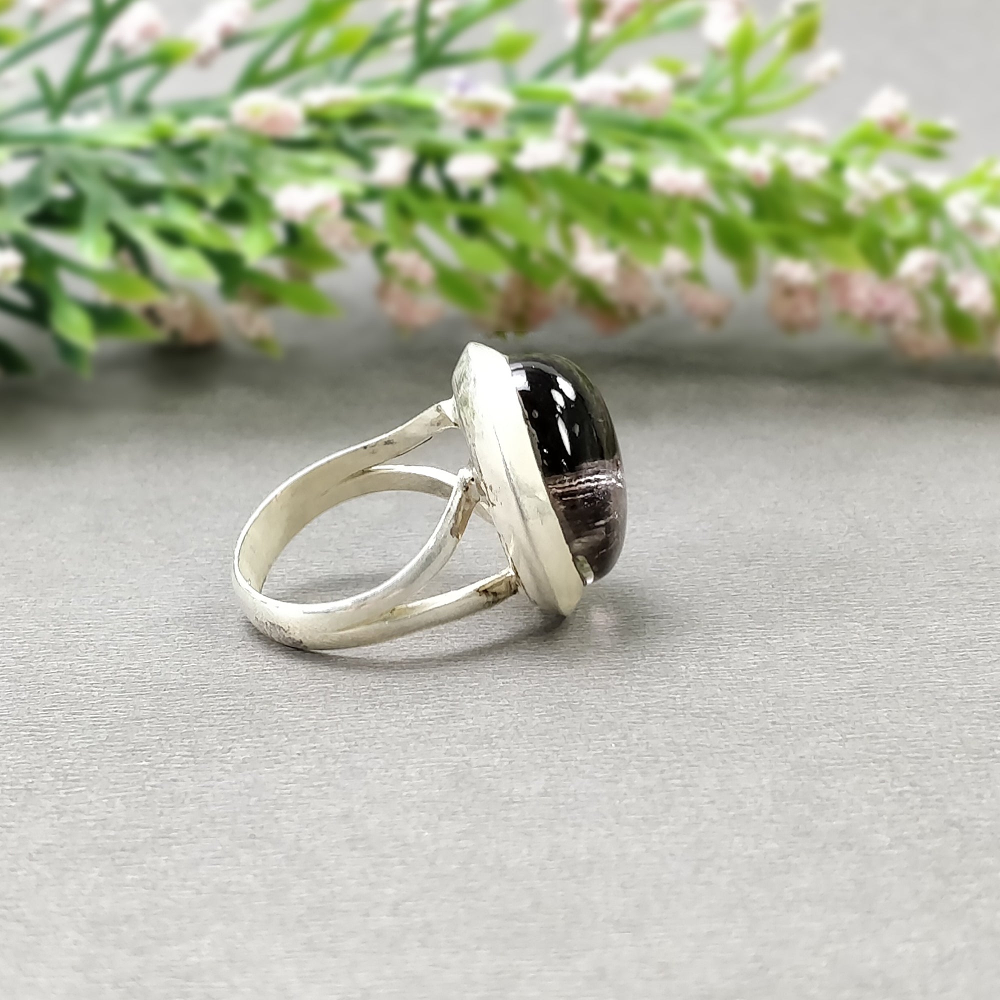 925 Sterling Silver Ring with Natural Amethyst Gemstone - Handcrafted Uneven Cabochon Bezel Set Statement Ring for Men & Women | Size 7 US | Perfect for Weddings, Gifts & Boho Fashion