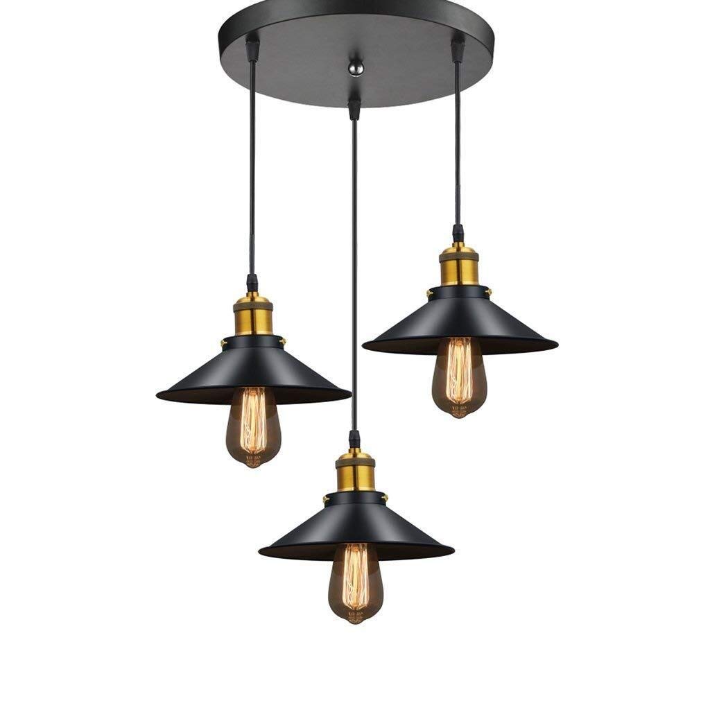 Modern Black Metal LED Chandelier - 3-Light Vintage Style Pendant Lighting Fixture for Dining Room & Bedroom | Energy Efficient Ceiling Hanging Lamp | Perfect for Romantic Dinners & Bedroom Ambience