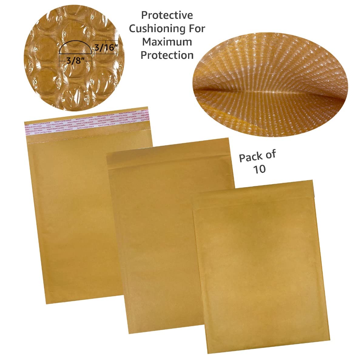 Kraft Bubble Mailers 10.5x16