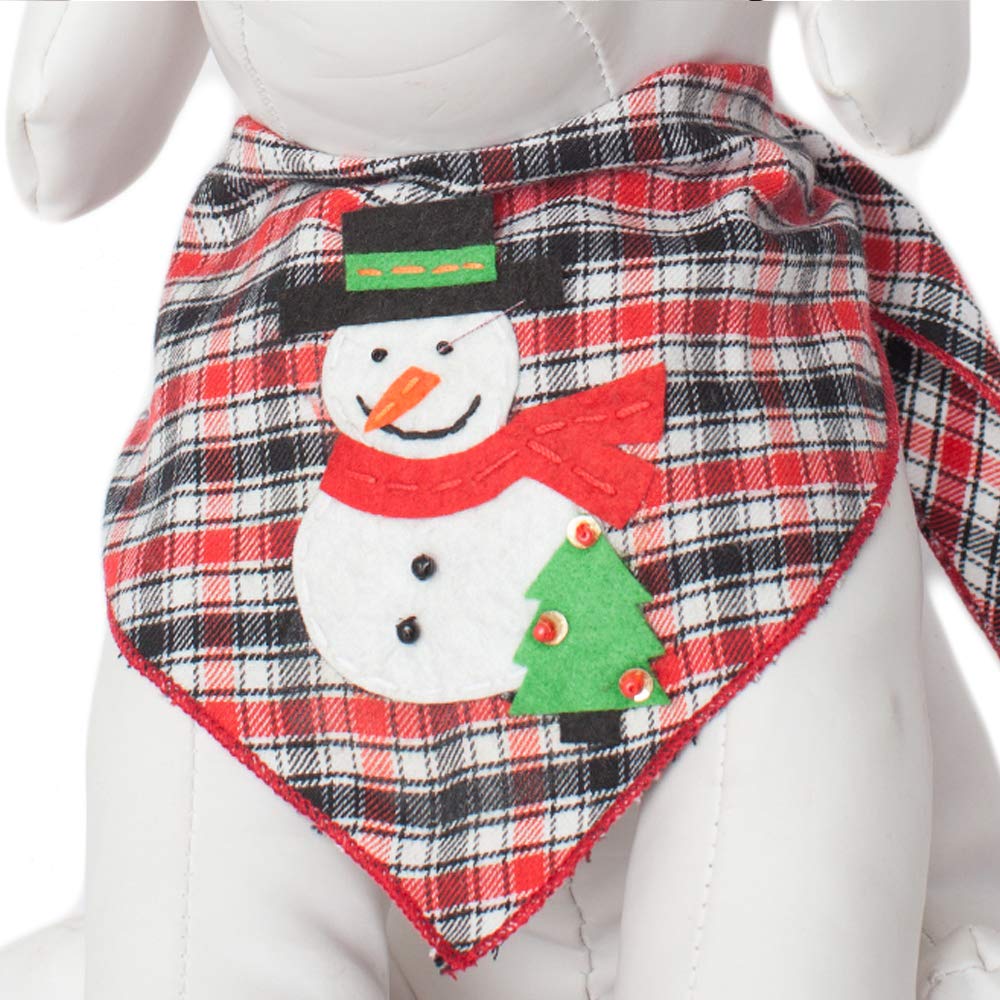 Christmas Dog Bandanas for Medium to Large Dogs - Frosty The Snowman Designer Applique - 100% Cotton Pet Bandana - Perfect for Holiday Photos & Festive Outfits