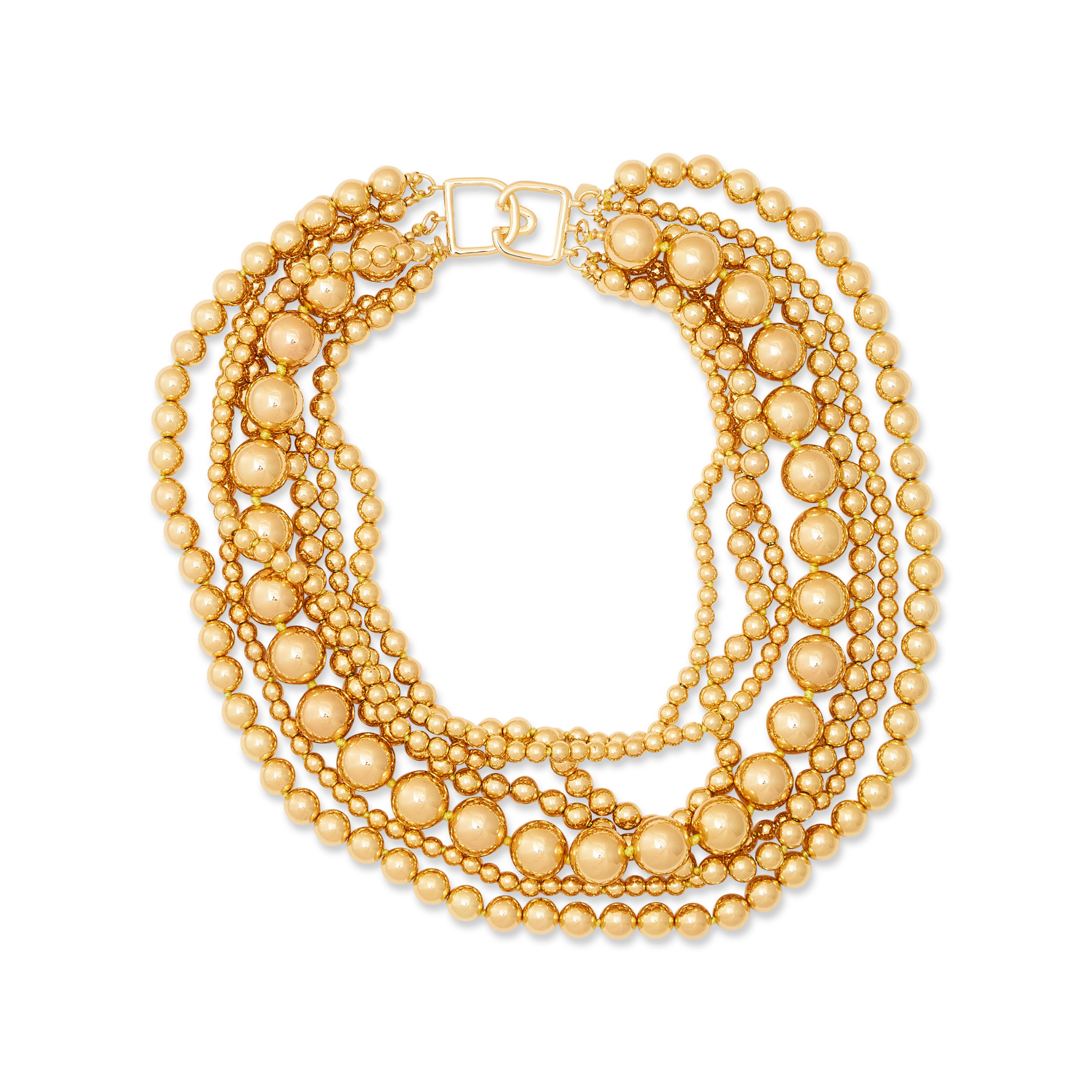 7 Row Gold Bead Necklace for Women - Elegant Layered Chain Jewelry - Perfect for Parties, Weddings & Everyday Wear