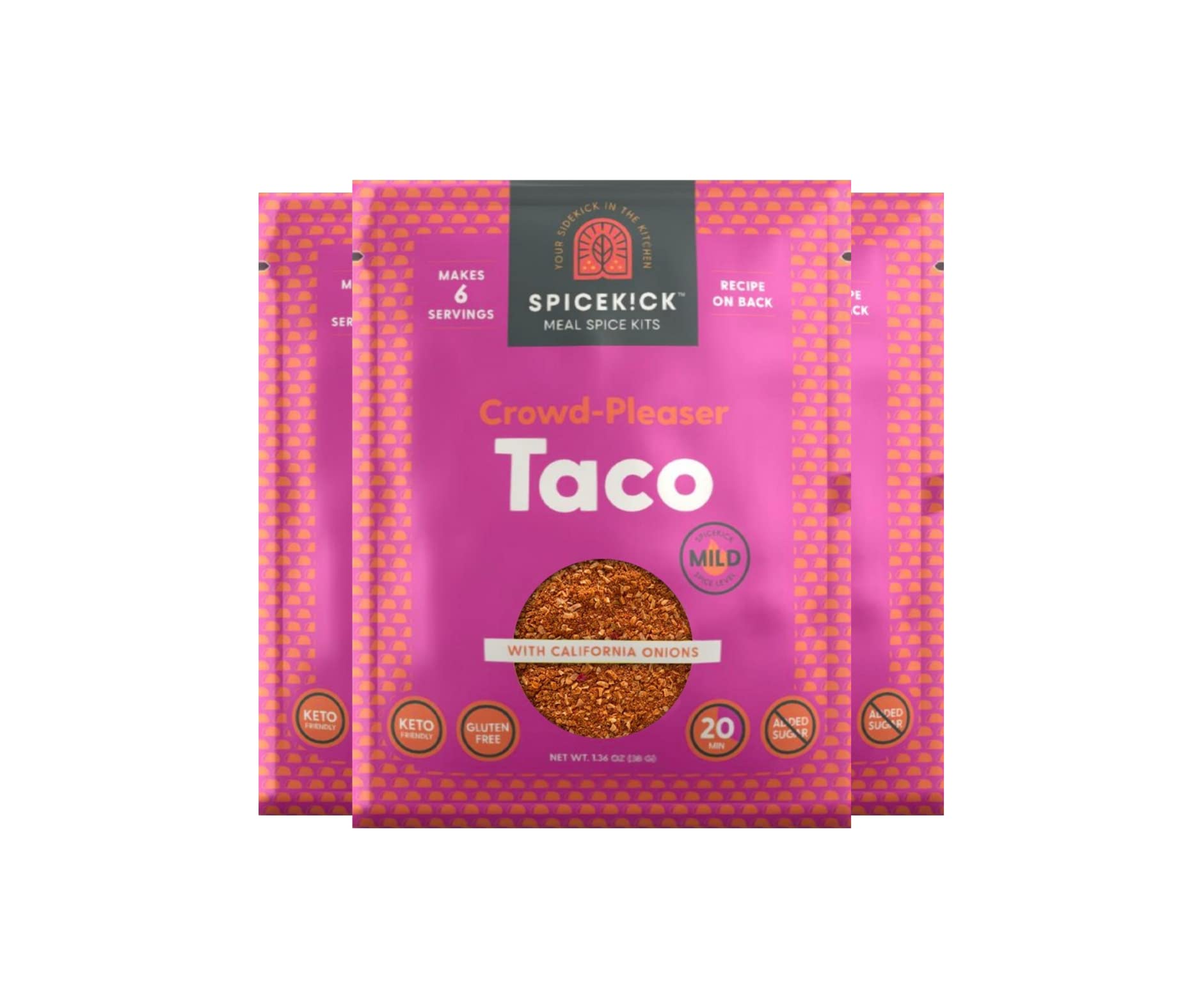 Spicekick Gluten Free Dairy Free Taco Seasoning Mix (4 Pack) | Paleo Friendly, All Natural Taco Spices for Healthy Mexican Dishes | Perfect for Tacos, Burritos, Nachos & Meal Prep
