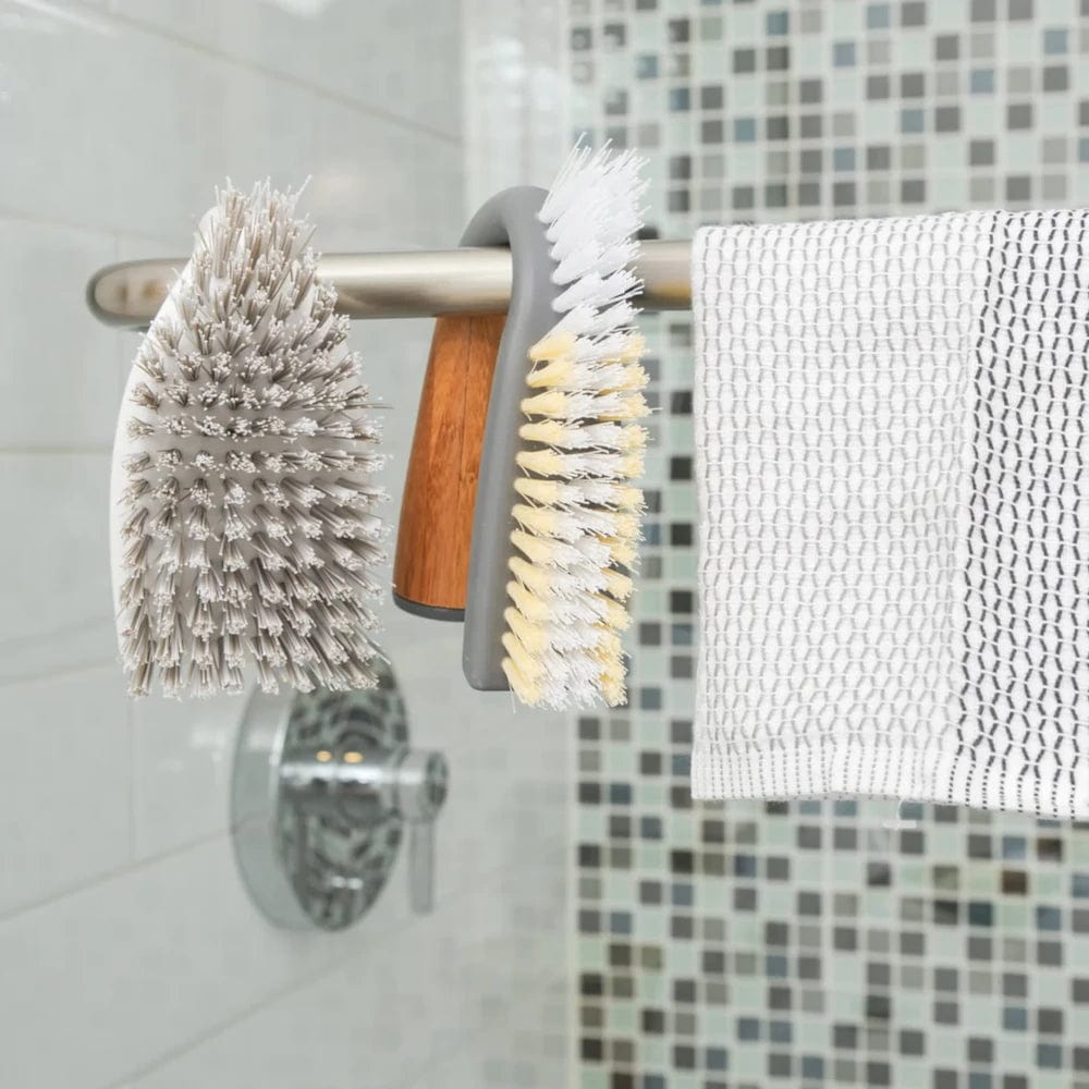 Full Circle Grunge Buster Grout & Tile Cleaning Brush - Heavy Duty Scrubber for Bathroom, Kitchen & Shower Tiles - Ergonomic Grey Design for Deep Cleaning