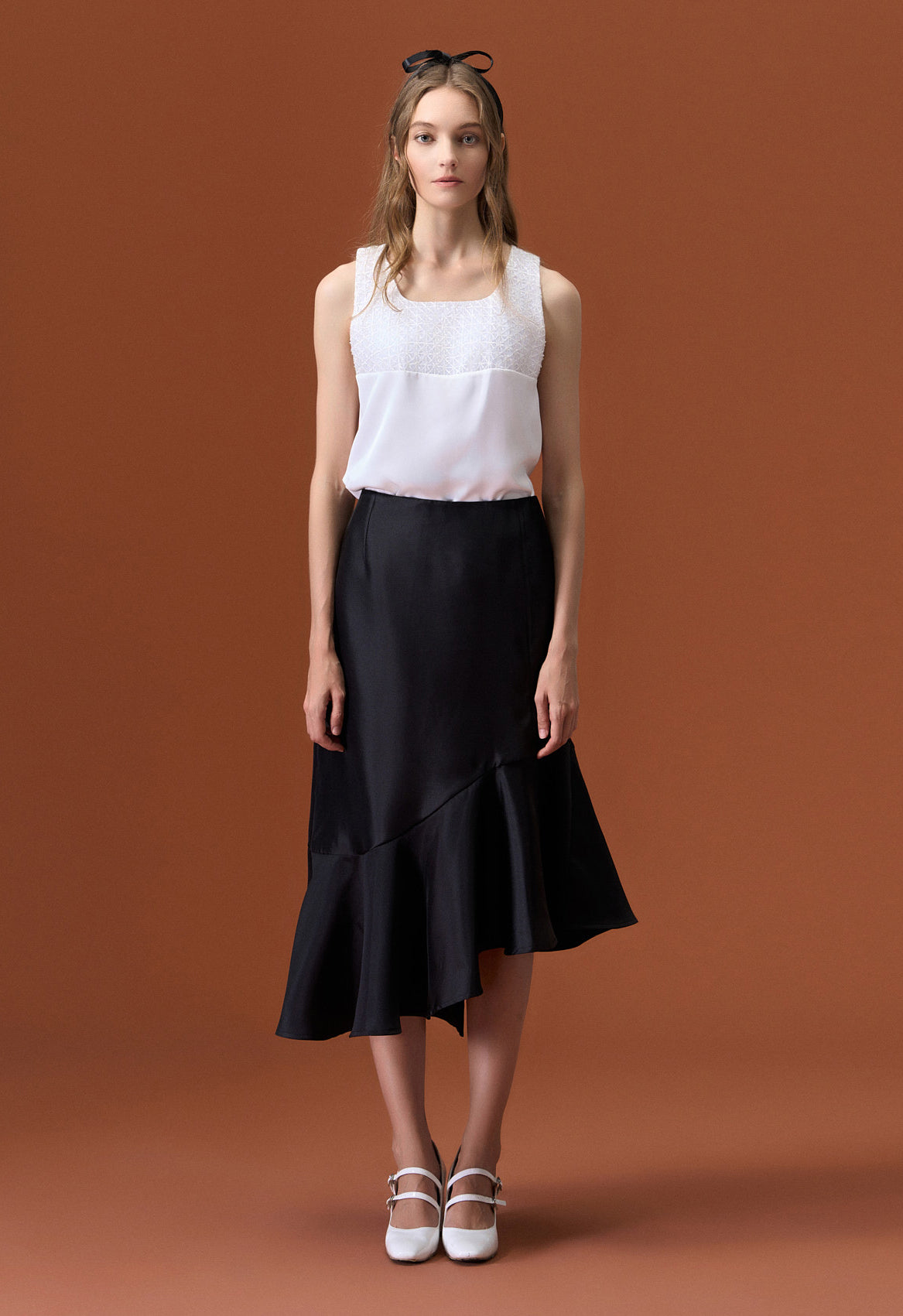 Elegant Asymmetrical Black Satin Skirt for Women - High Waist Party Dress for Evening Events, Date Night & Special Occasions