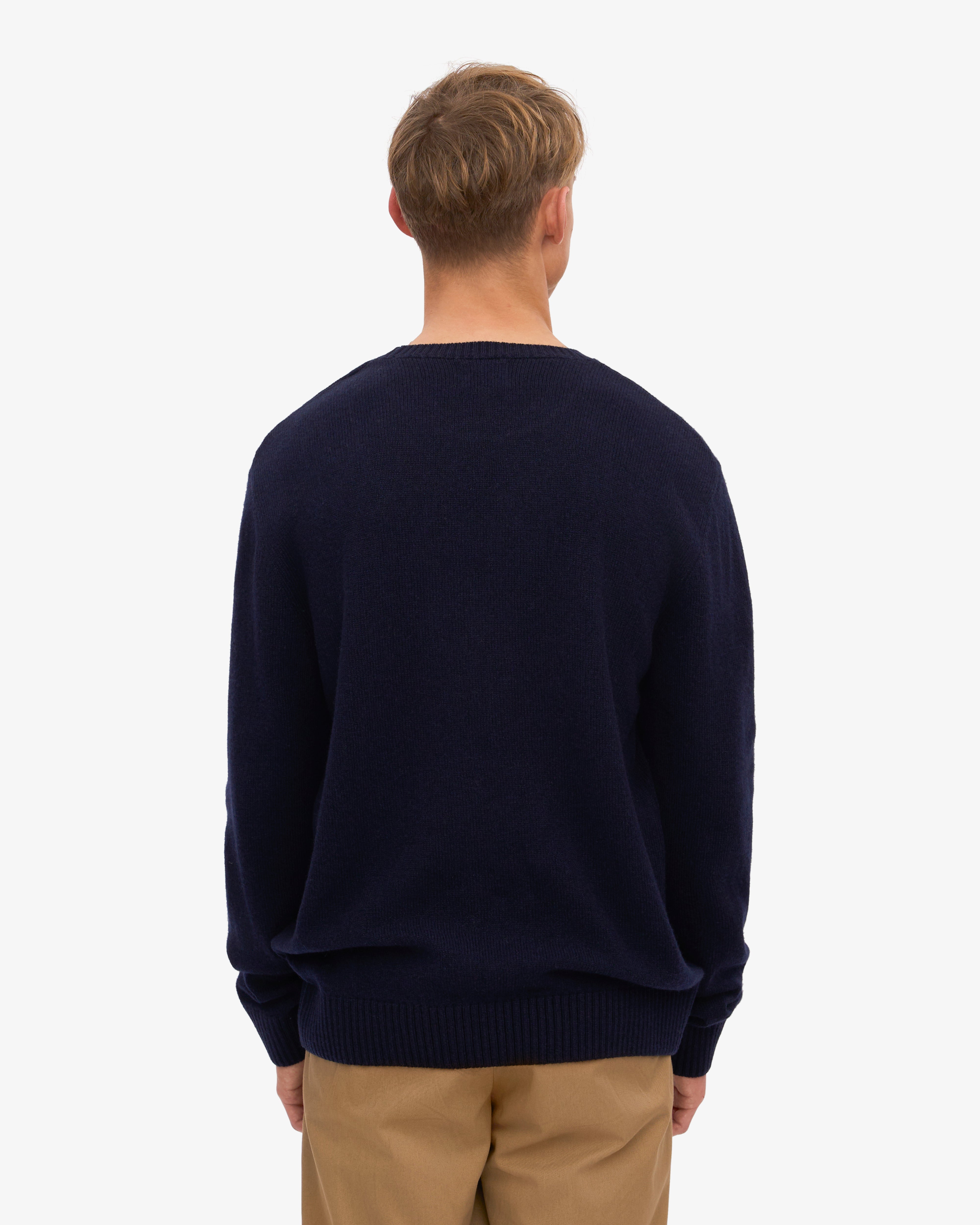 Premium Classic Merino Wool Crew Neck Sweater for Men - Soft & Warm Navy Blue Pullover - Perfect for Winter, Outdoor Activities & Casual Wear