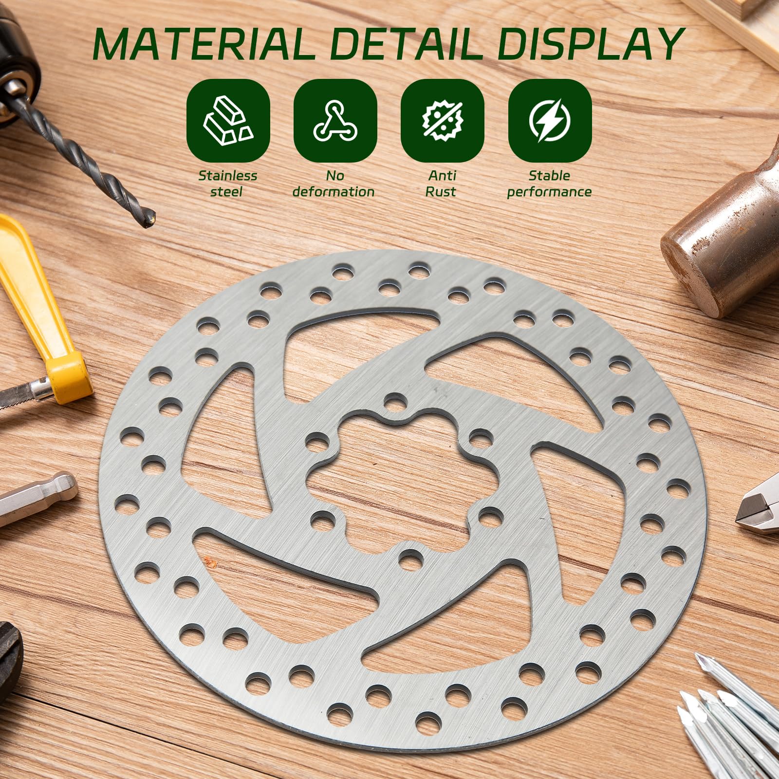 140mm Stainless Steel 6 Hole Electric Scooter Brake Disc with 6 Screws - High Performance Replacement Brake Rotor for Electric Scooter Upgrades & Modifications - Perfect for Commuting, Off-Roading, and Urban Riding