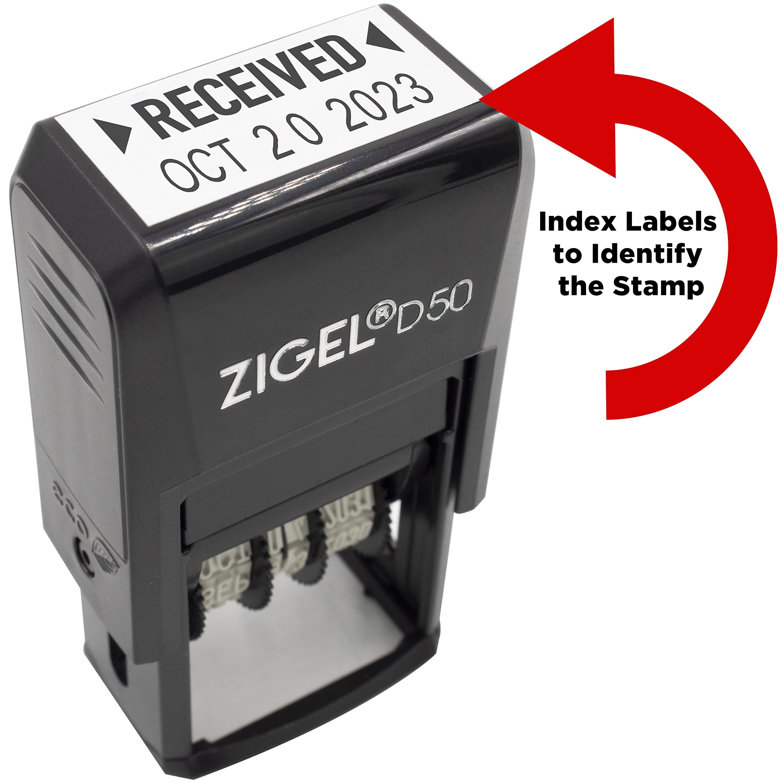ZIGEL D50 Self-Inking Date Stamp with Posted - Adjustable Black Ink Stamp for Office, Mail, Documents & Legal Use
