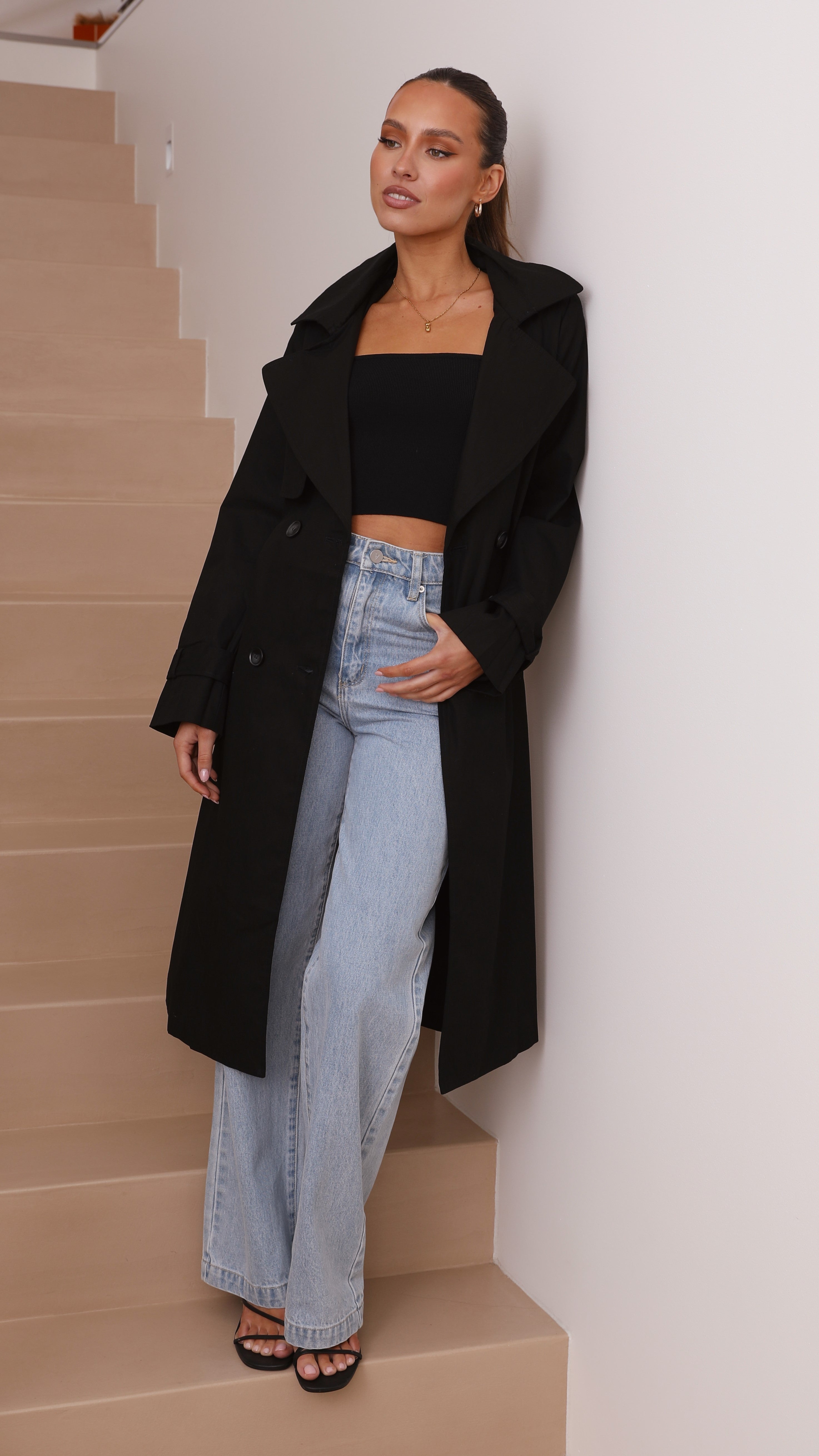 Byron Classic Black Trench Coat for Men & Women | Waterproof Outerwear for Fall & Winter | Perfect for Office, Travel & Formal Occasions