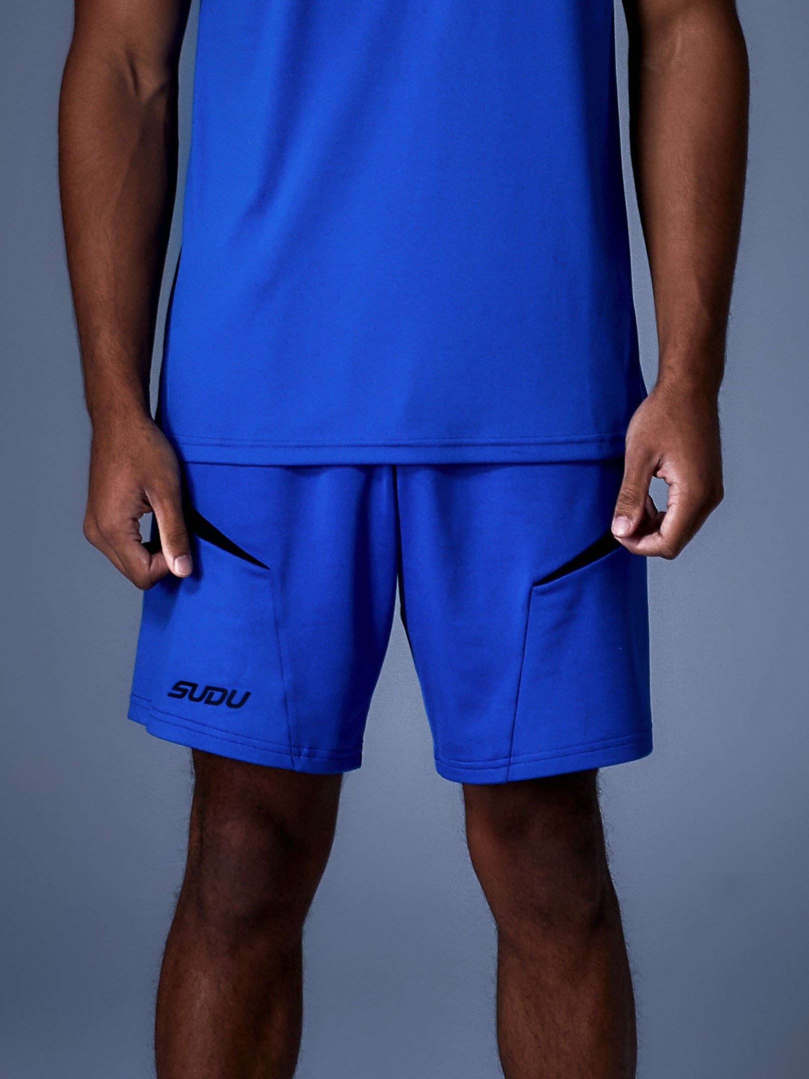 SPS 01 Training Shorts for Men - Lightweight & Breathable Gym Workout Shorts with Pockets - Blue - Perfect for Running, Basketball & Fitness Training