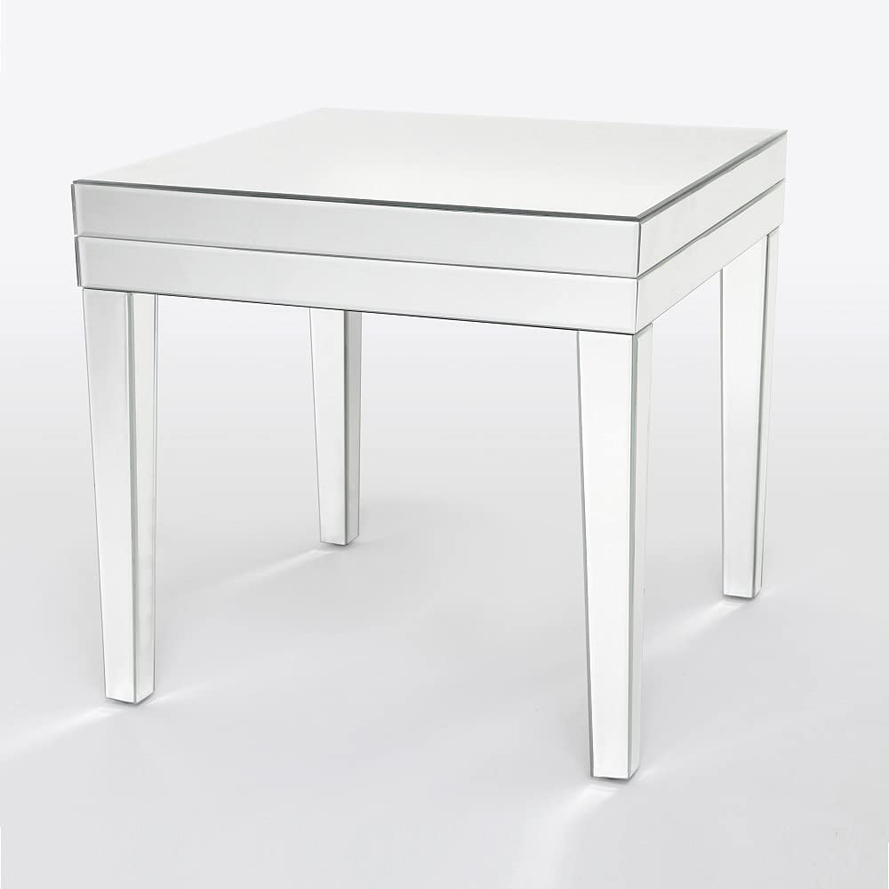 Beveled Mirror End Table - Elegant Accent Table for Living Room, Bedroom, or Entryway Decor