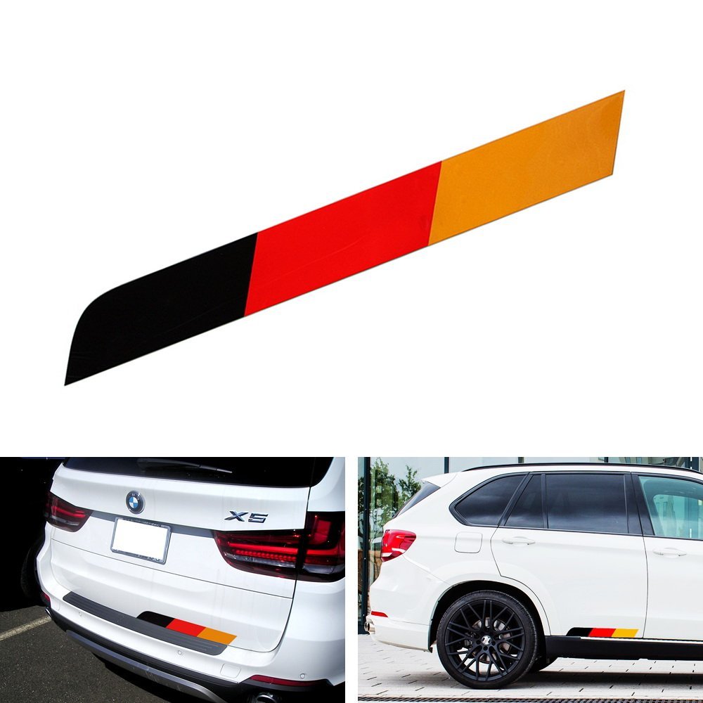 Germany Flag Reflective Decal Sticker 17x2 inches - Patriotic Car Decoration for Audi, BMW, Mercedes, MINI, VW - Perfect for Car Shows, Sports Events & National Pride Display