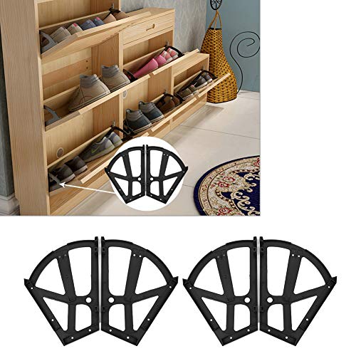 4Pcs Shoe Drawer Hinges Set - Heavy Duty Cabinet Hinge with Flip Plate Frame for Furniture, Shoe Organizer Rack - Perfect for Bedroom Closet, Living Room Storage & Home Organization Accessories