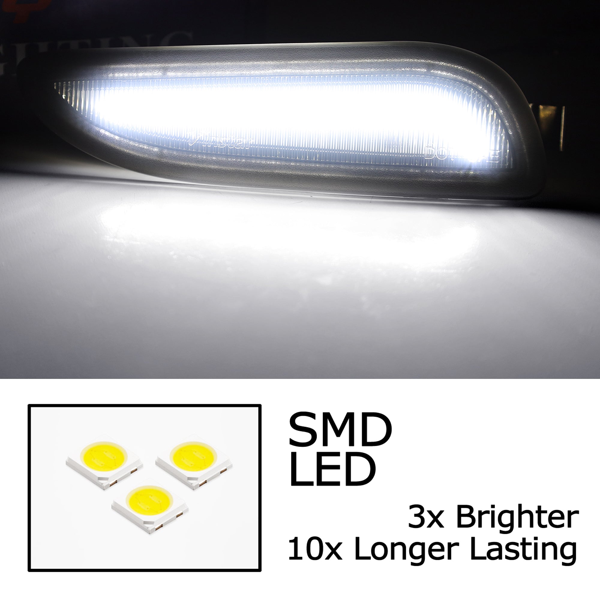Smoked Lens White LED Side Marker Lights for 2003-2009 Mercedes W209/C209 CLK - Durable & Bright Replacement - Perfect for Night Driving & Car Customization