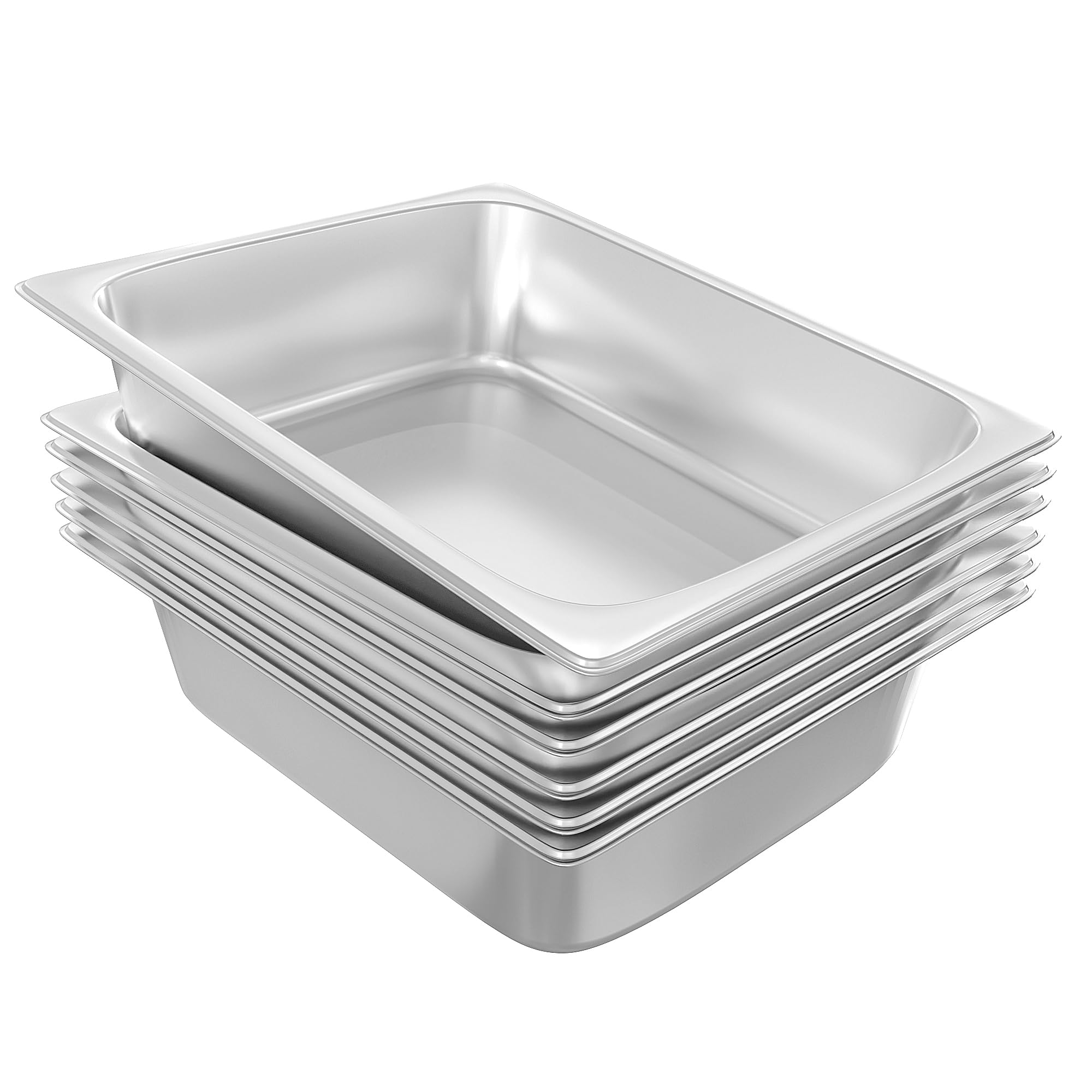1/2 Size Stainless Steel Hotel Pans - 6-Pack 4 Inch Deep Steam Table Pans for Food Service | Commercial Grade Catering Pans for Restaurants, Cafeterias & Buffets | Perfect for Food Warming, Display & Storage