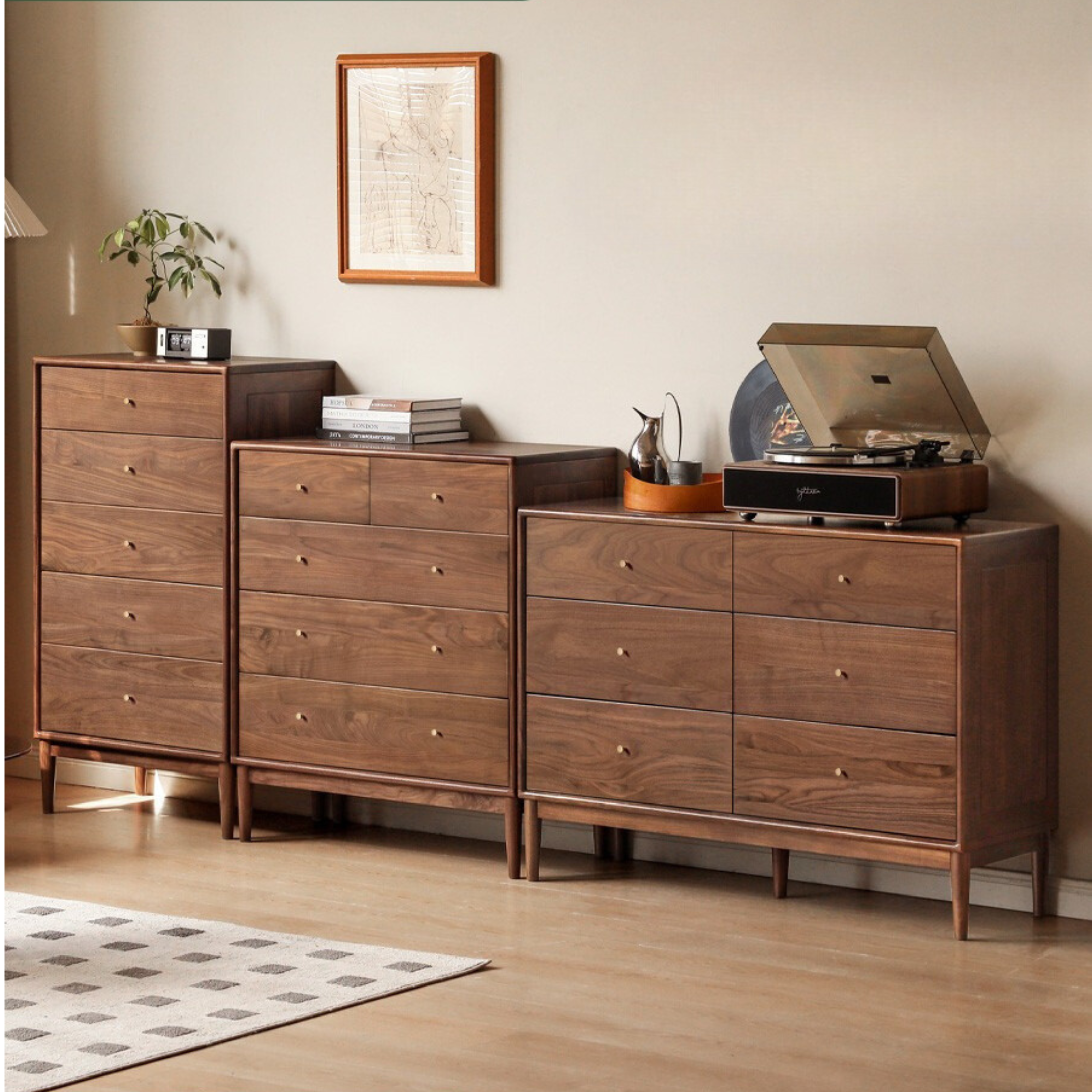 Solid Black Walnut & Oak Wood Drawer - Modern Porch Cabinet for Outdoor Storage & Entryway Organization | Perfect for Patio, Deck, and Garden Decor