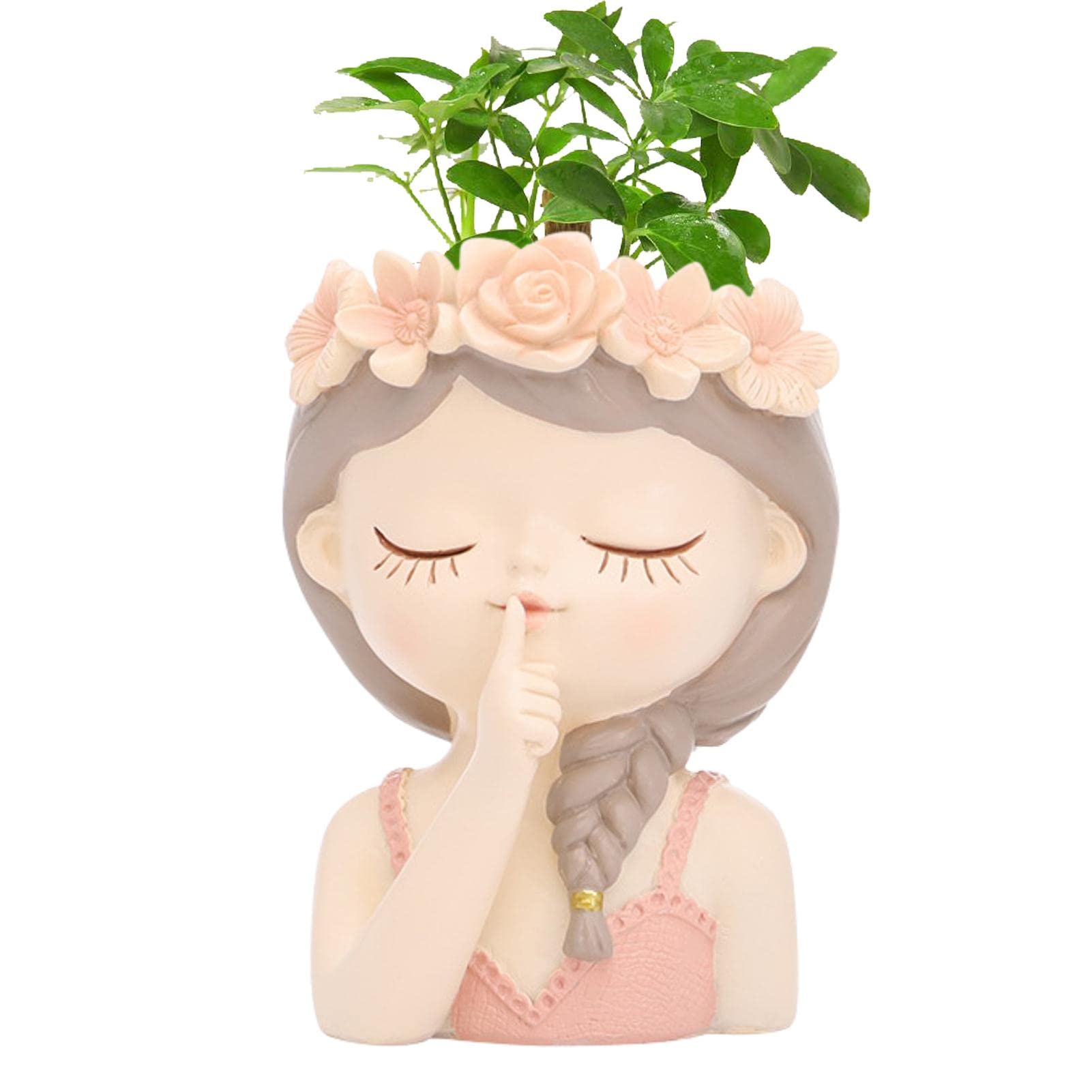 Succulent Pots - Cute Girl Face Flower Planters - Mini Resin Head Planter for Indoor Plants | Home, Office & Garden Decor | Perfect for Succulents, Air Plants & Small Flowers