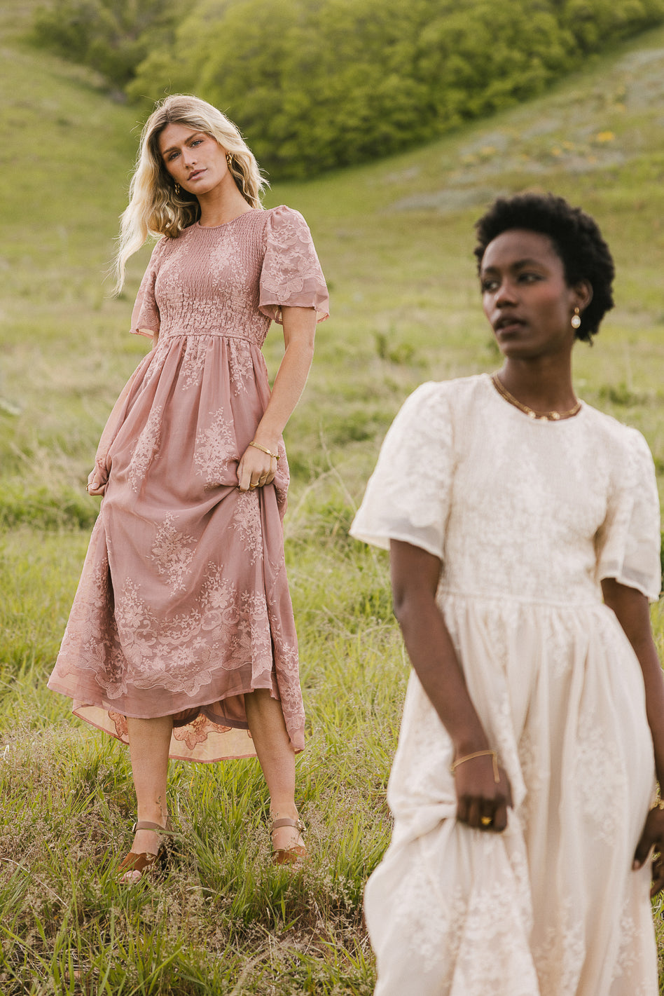 Alora Embroidered Floral Maxi Dress for Women - Elegant Dusty Rose Summer Wedding Guest Dress | Perfect for Beach Vacations, Garden Parties & Date Nights