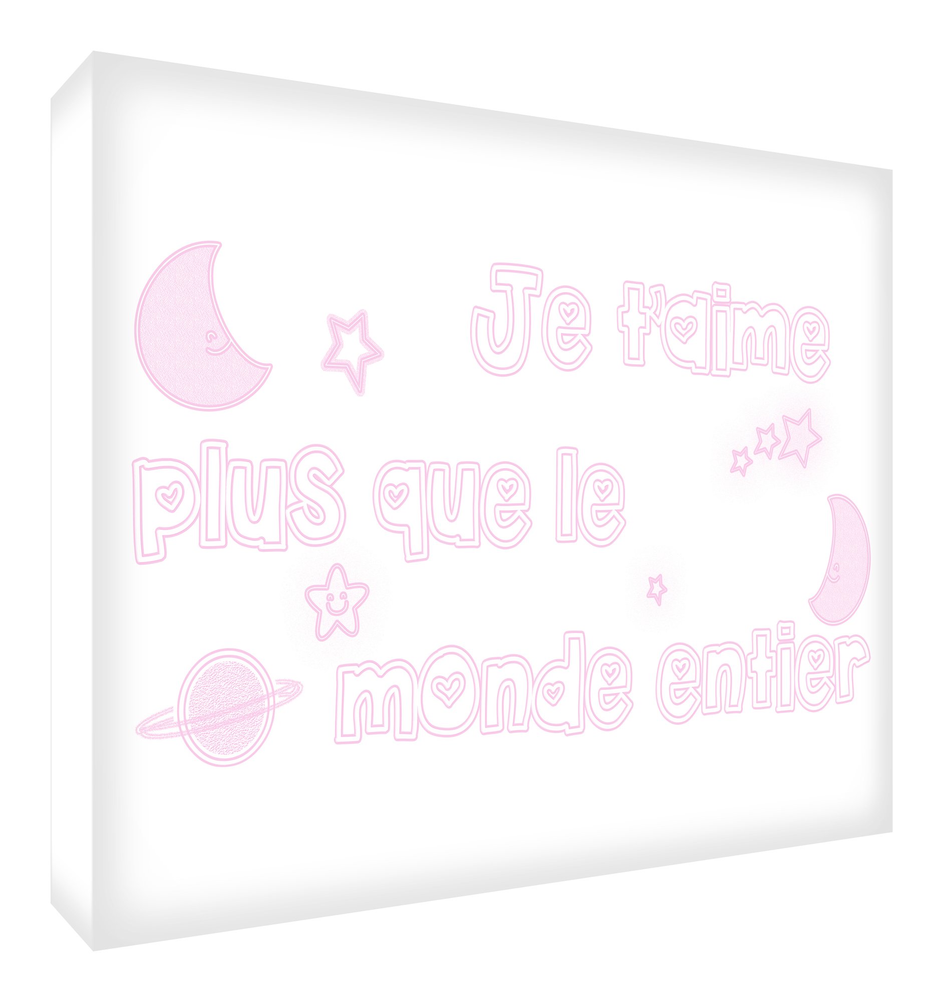 Love Canvas Wall Art - 'I Love You More Than The World' Framed Picture in Pale Pink (60x40cm) - Perfect for Bedroom Decor, Wedding Gift & Romantic Home Interior