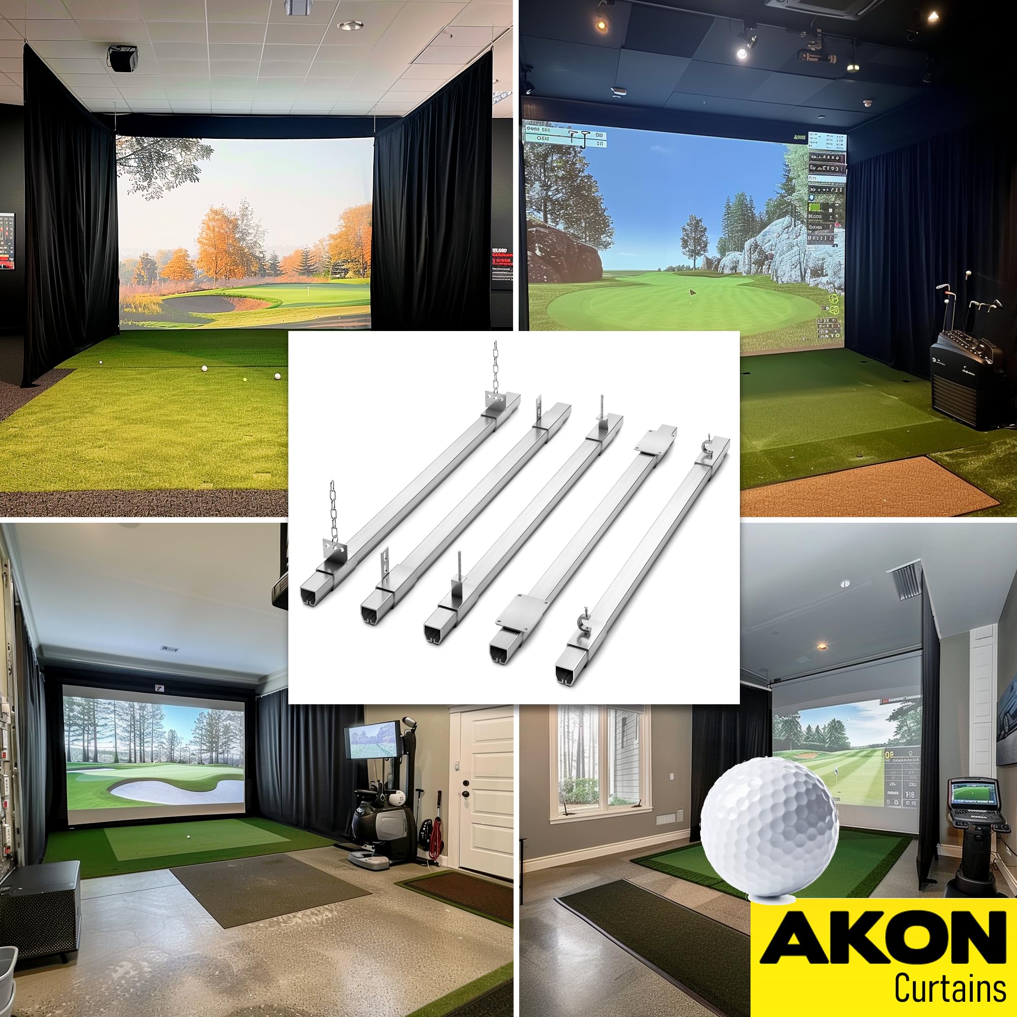 Premium Steel Golf Simulator Curtain Track - Heavy Duty & Adjustable for Indoor/Outdoor Golf Practice & Entertainment Spaces