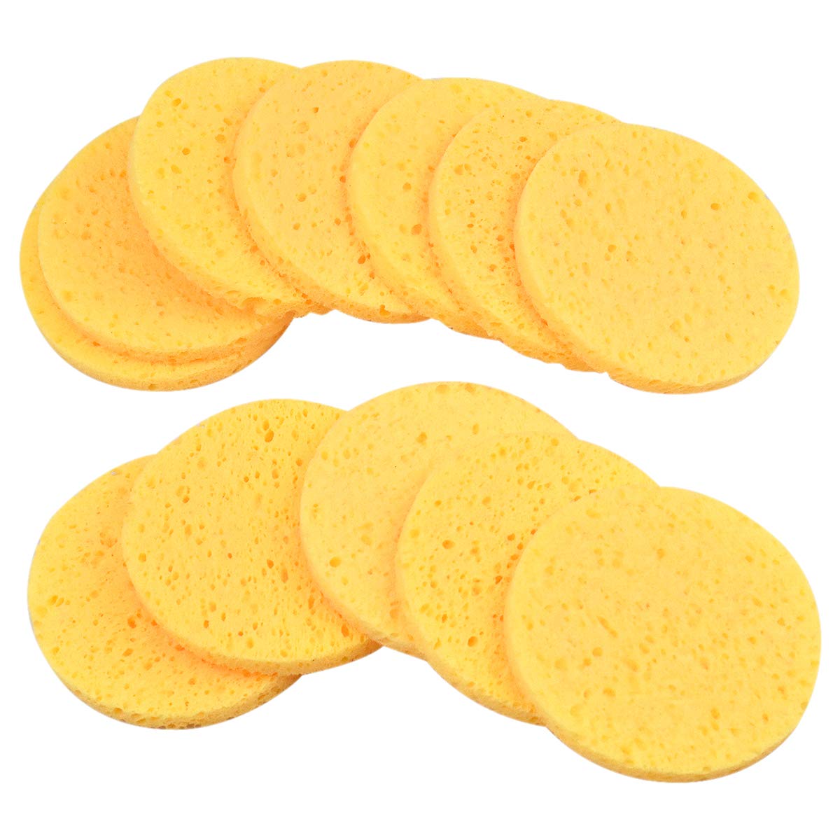 10 Pcs Biodegradable Cellulose Facial Sponges - Gentle Makeup Remover & Cleansing Pads for Face Washing, SPA Massage & Makeup Removal - Soft Round Yellow Beauty Sponges for Daily Skincare & Travel