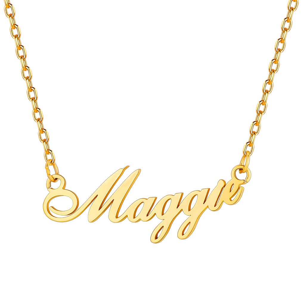 Custom4U Personalized Name Necklace - 18K Gold Plated Stainless Steel Pendant Jewelry | Unique Bridesmaid, Birthday & Anniversary Gift for Women | Perfect for Weddings, Parties & Special Occasions