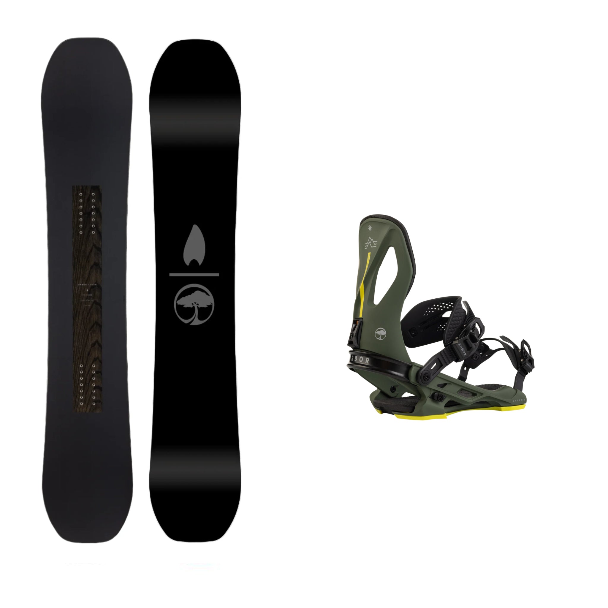 **2025 Arbor Candle Rain Snowboard with Arbor Cypress Pat Moore Binding – All-Mountain Freestyle Snowboard for Powder, Park & Backcountry Riding**