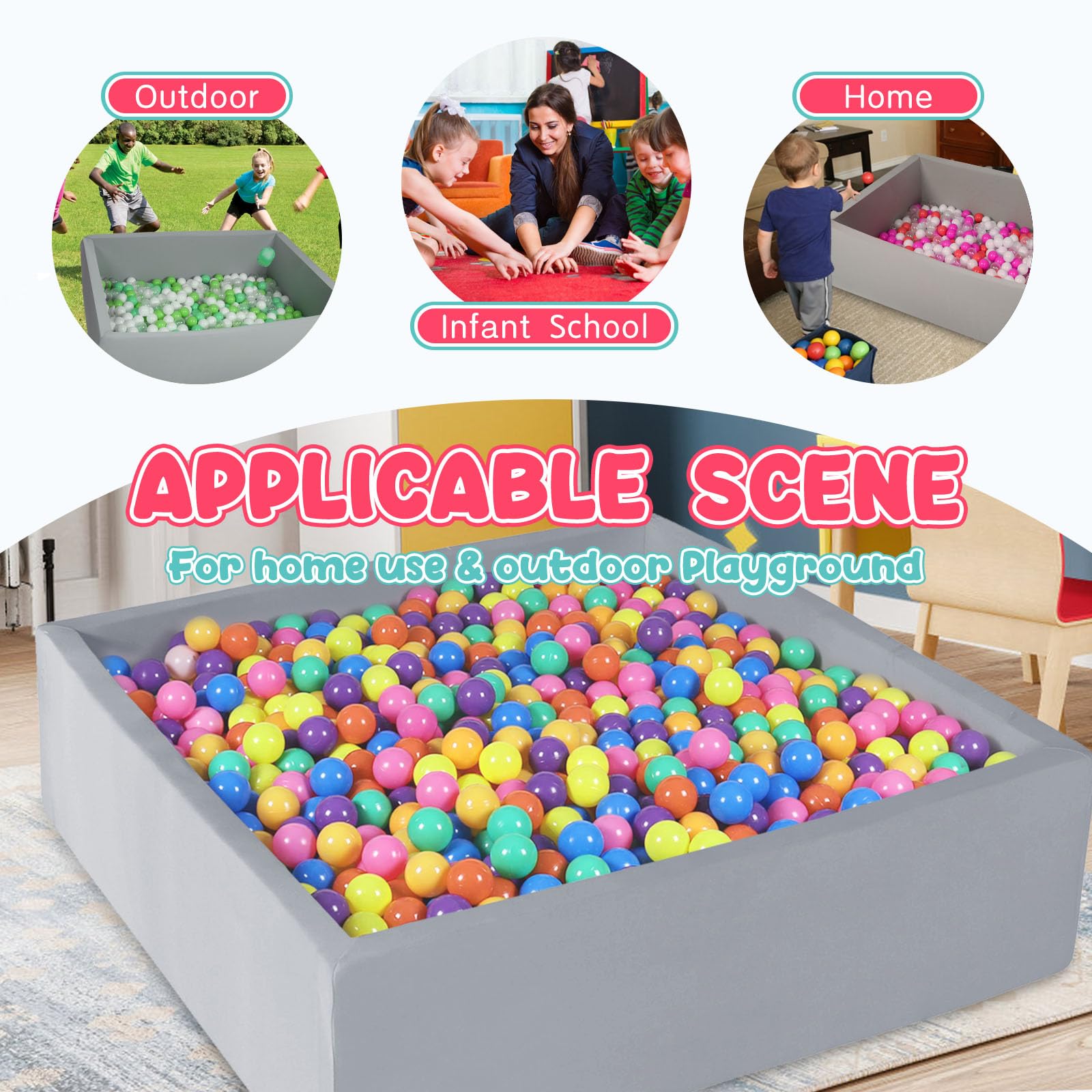 Foam Ball Pit for Toddlers & Kids - CALEPTONG 47.2