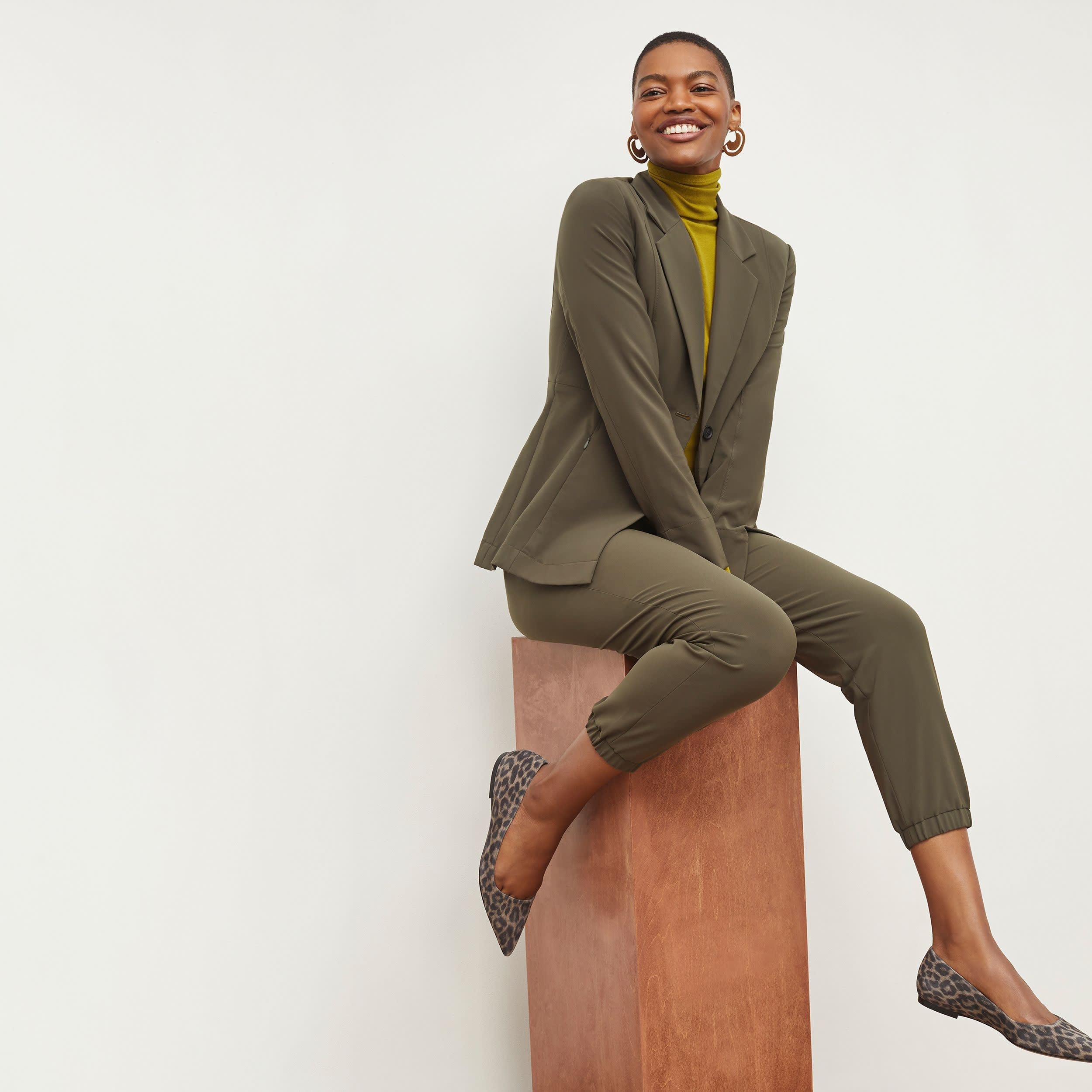 Delaney Jogger Pants for Women - OrigamiTech Stretch Olive Green Joggers | Comfortable Workout, Yoga, Lounge & Casual Wear