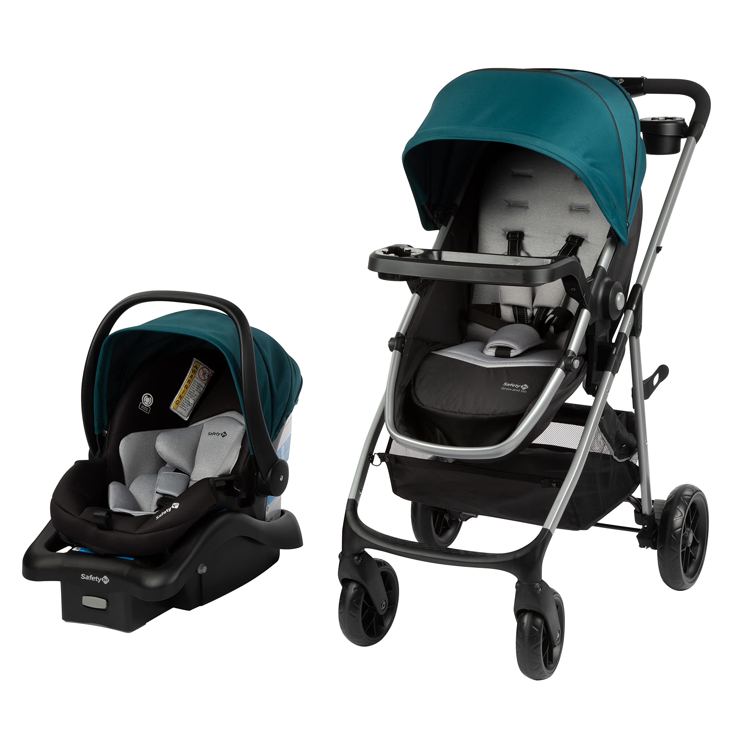 Safety 1st Grow and Go Flex 8-in-1 Convertible Car Seat & Stroller Combo for Infants 4-30 lbs | Lightweight Travel System with Adjustable Canopy & Cup Holder | Perfect for Daily Walks, Shopping & Family Outings - Forest Tide