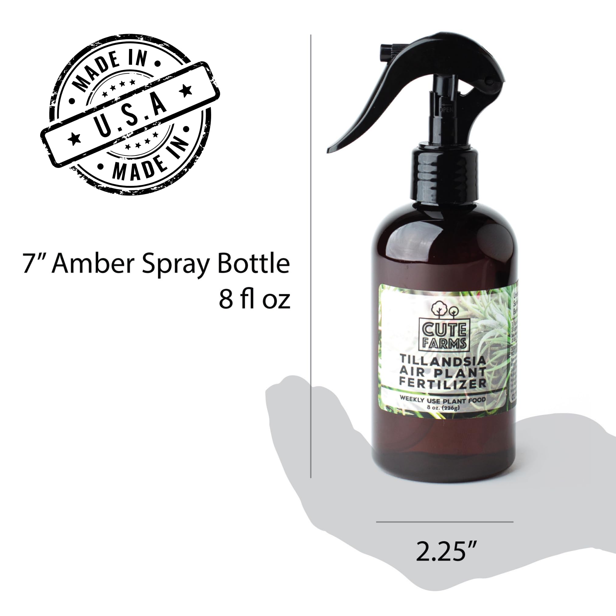 Cute Farms Tillandsia Air Plant Fertilizer - Gentle Weekly Use Plant Food with Care Guide | 8 oz. Spray Bottle for Healthy Growth | Perfect for Home, Office & Terrarium Decor