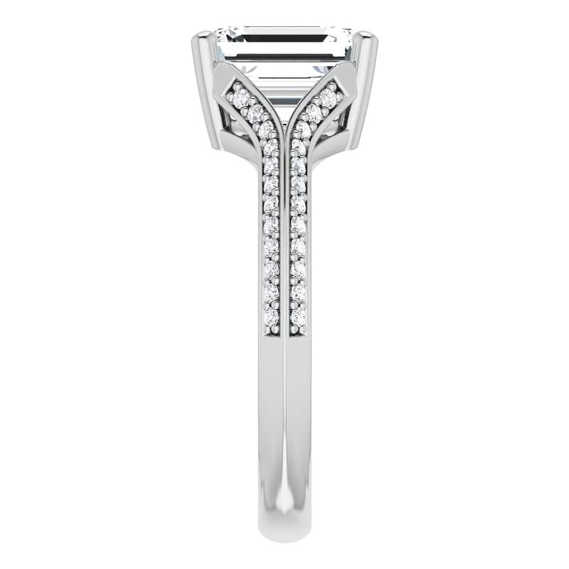 1.00 Carat Emerald Cut Moissanite Engagement Ring for Women, Wedding Band, Diamond Alternative Bridal Ring in Sterling Silver - Split Shank Knife Edge Design, Anniversary Promise Gift for Her - Perfect for Proposals, Weddings & Special Occasions