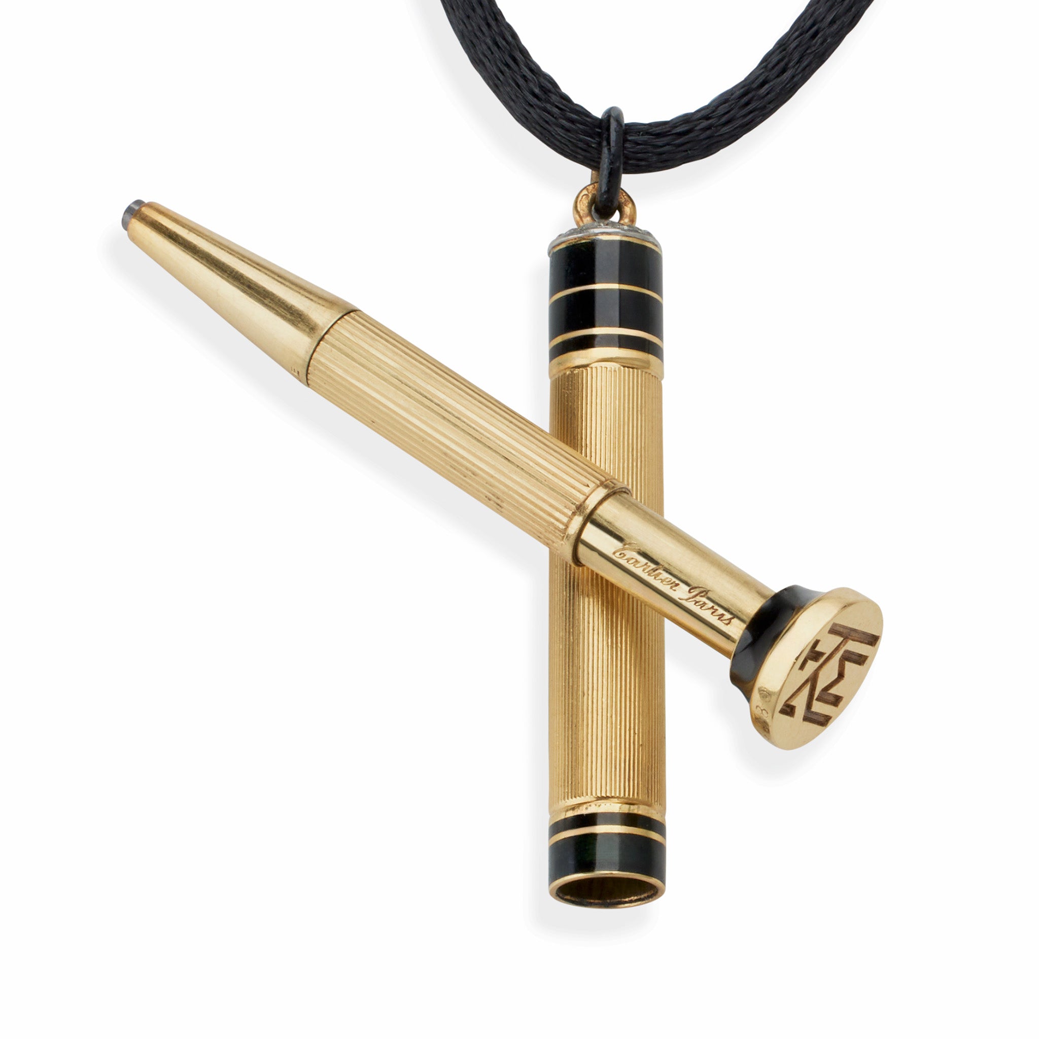 Vintage Cartier Paris Art Deco Enamel & Diamond Pendant Necklace - Elegant Jewelry Gift for Women, Perfect for Parties & Special Occasions