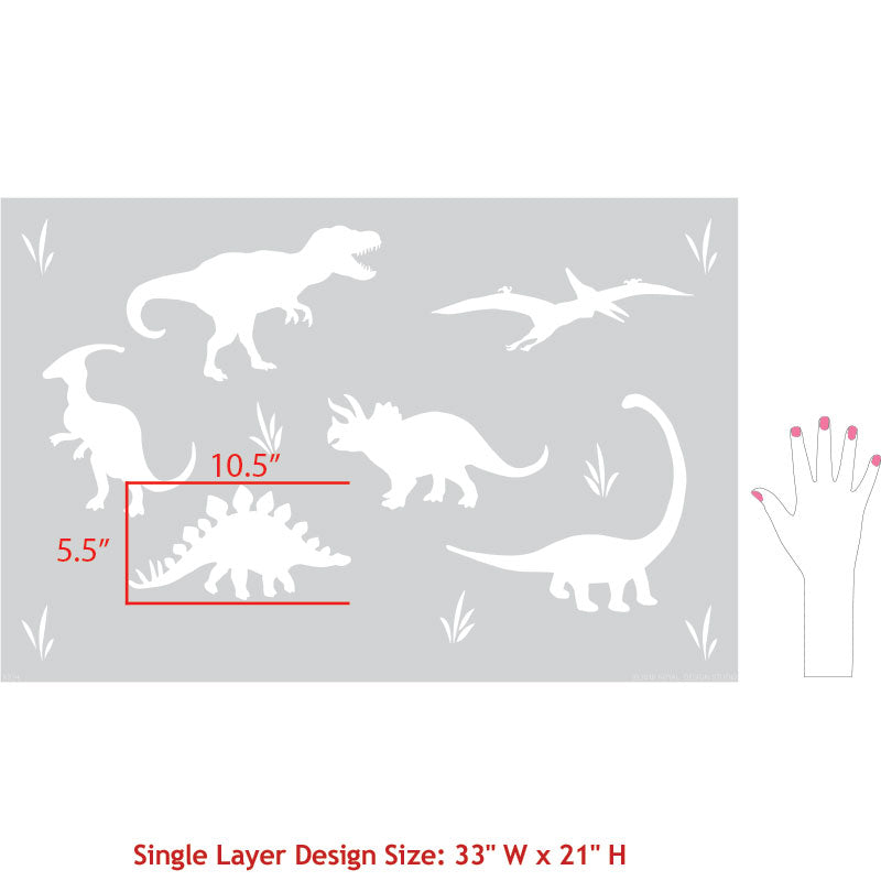 Dinosaurs Wall Stencil for Kids Room Decor - Reusable Dinosaur Painting Template for Nursery, Bedroom & Playroom DIY Art Projects