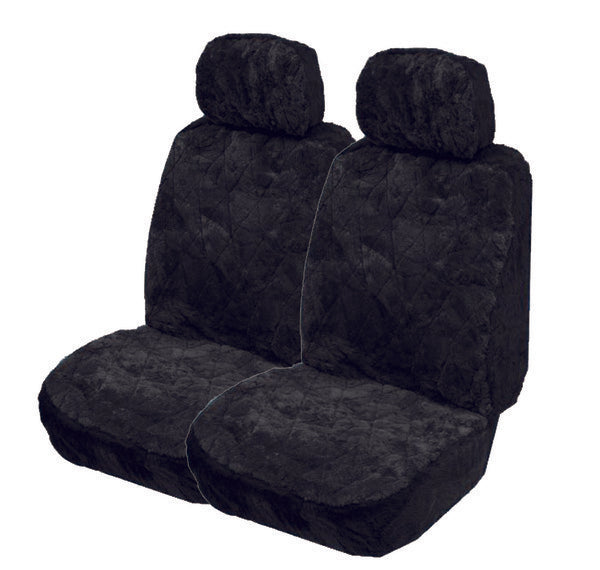 Premium Black Explorer Diamond Pattern Sheepskin Seat Covers - Size 30 (Lambswool) - Soft & Durable Pair for Car, Truck & SUV - Perfect for Winter Comfort & Luxury Interior Upgrade