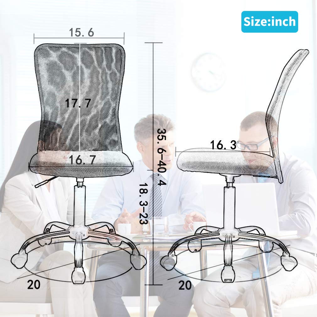 4 Pack Ergonomic Office Chairs with Lumbar Support - Adjustable Height Mesh Mid Back Swivel Task Chairs for Home Office, Computer Desk & Workspace - Modern Armless Design for Men & Women Adults