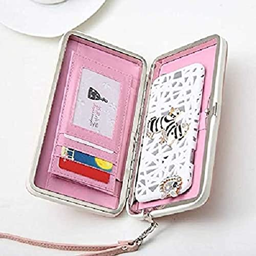 JUBLYN Women's PU Leather Flower Design Wallet with Card Holder & Cellphone Pocket - Stylish Money Bag Clutch Purse for Women (Dark Blue) | Perfect for Parties, Dating, and Everyday Use