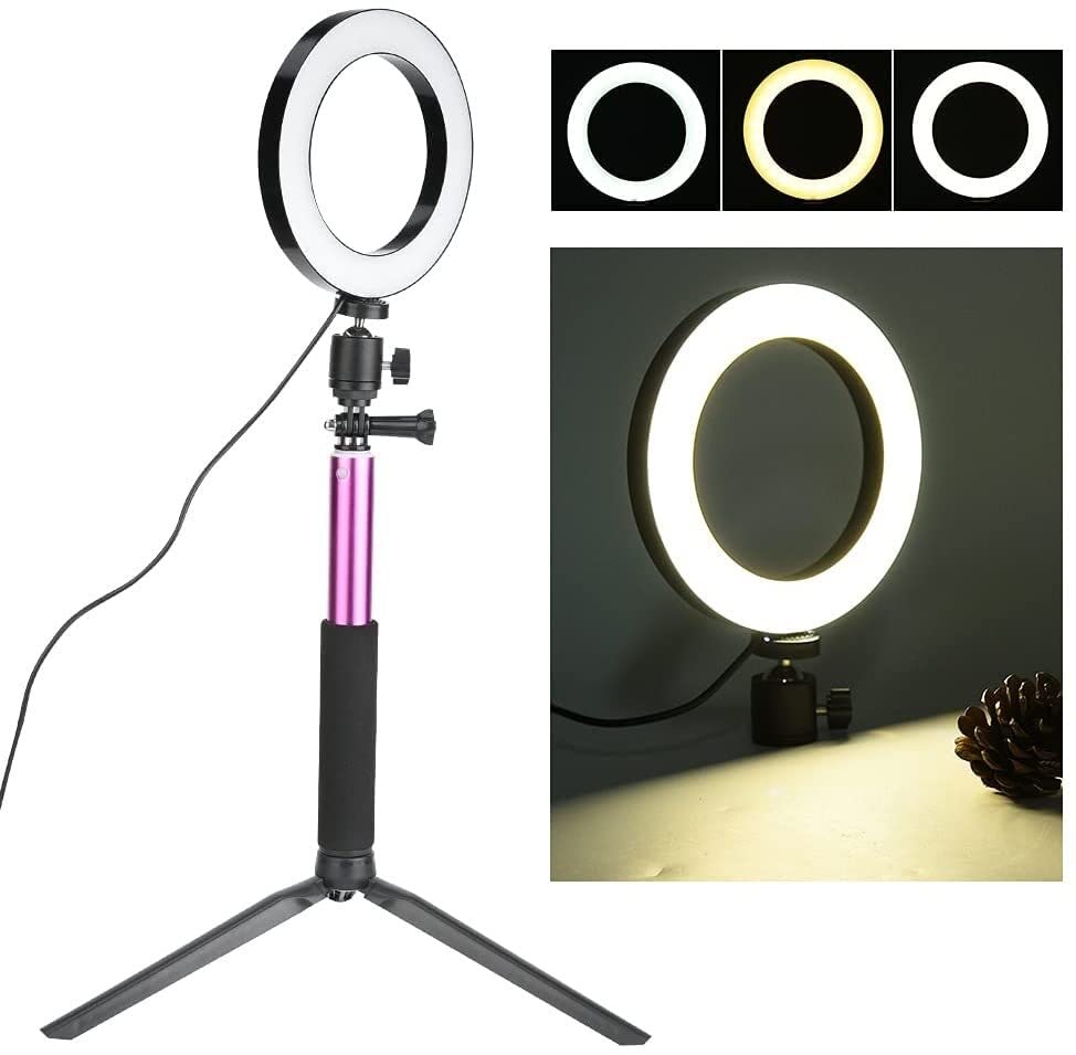 Professional Photography Ring Light Kit - Adjustable Height, 3 Color Temperatures & 10 Brightness Levels for YouTube Videos, TikTok Live Streaming, Makeup Tutorials and Home Studio Lighting