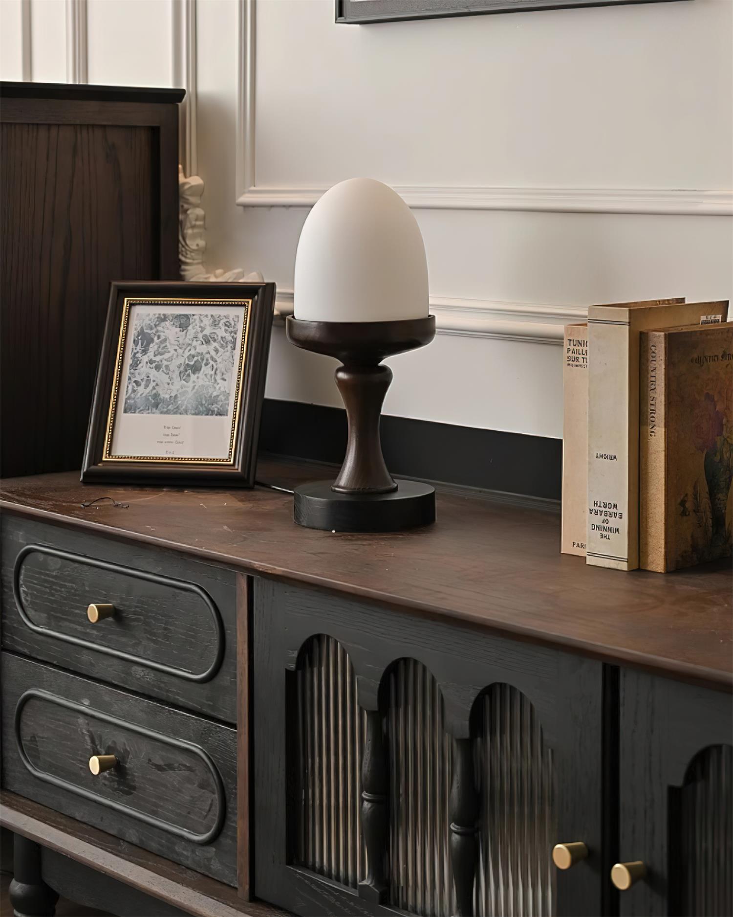 Handmade Pine Cone Table Lamp - Natural Wood Nightstand Light for Bedroom, Living Room, Office - Warm White LED Bulb Included for Cozy Ambience
