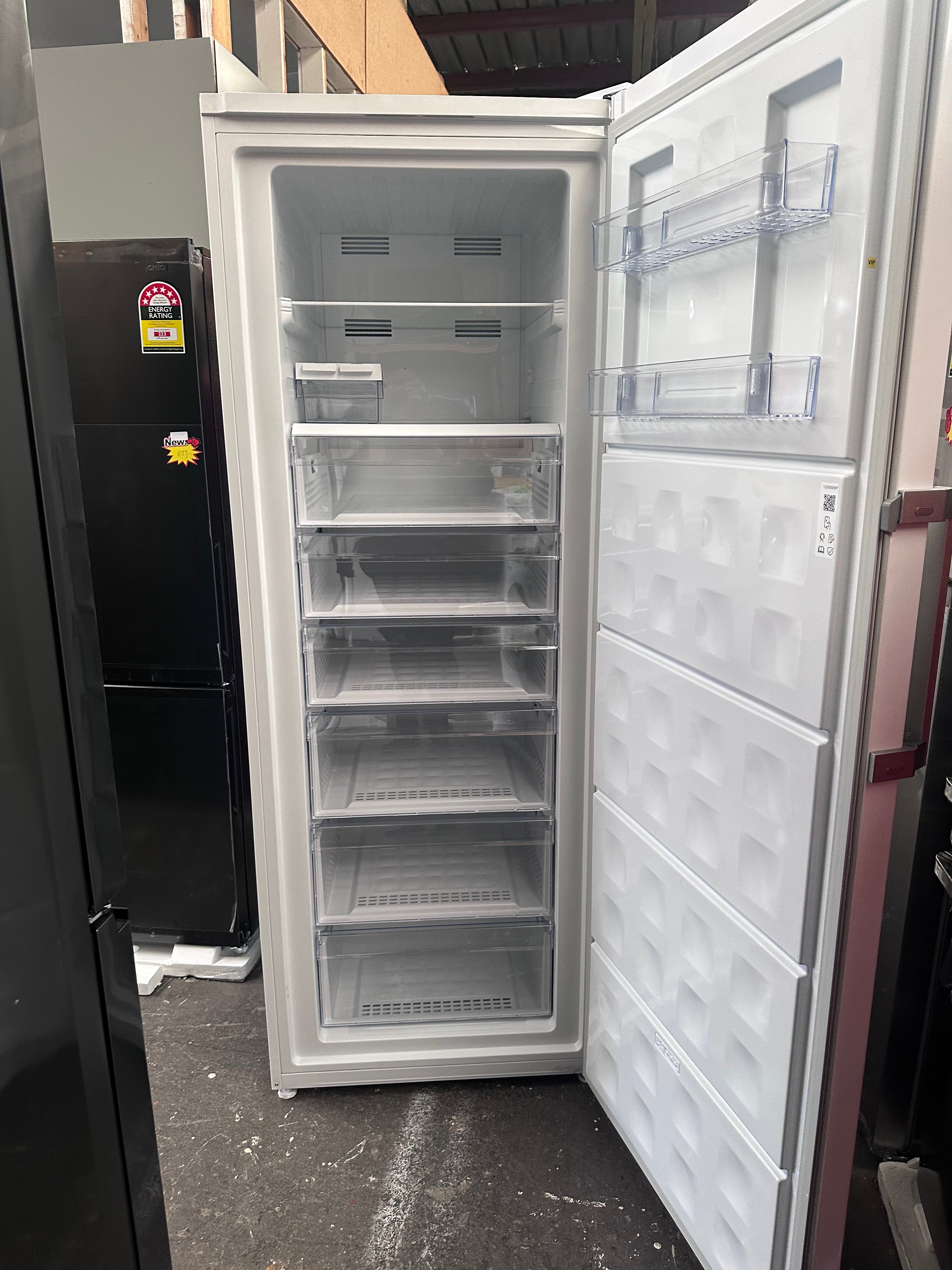 Beko 404L Frost Free Upright Freezer - Energy Efficient European Made Appliance (BVF404W) with 12 Month Warranty - Perfect for Home, Restaurant & Commercial Kitchen Storage