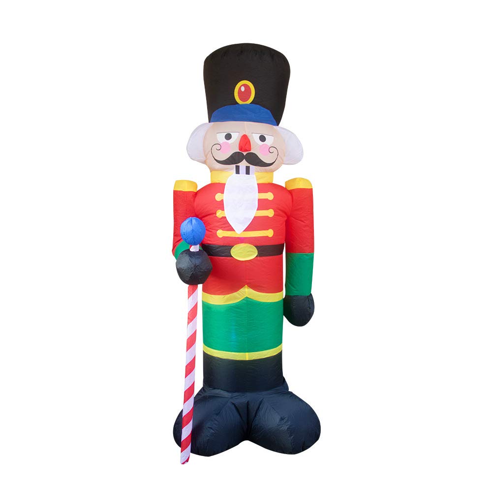 Christmas Inflatable Nutcracker Yard Decoration with Color LED Lights - Blow Up Holiday Garden Ornament for Outdoor Party, Home Decor, Xmas Scene, and Festive Celebrations