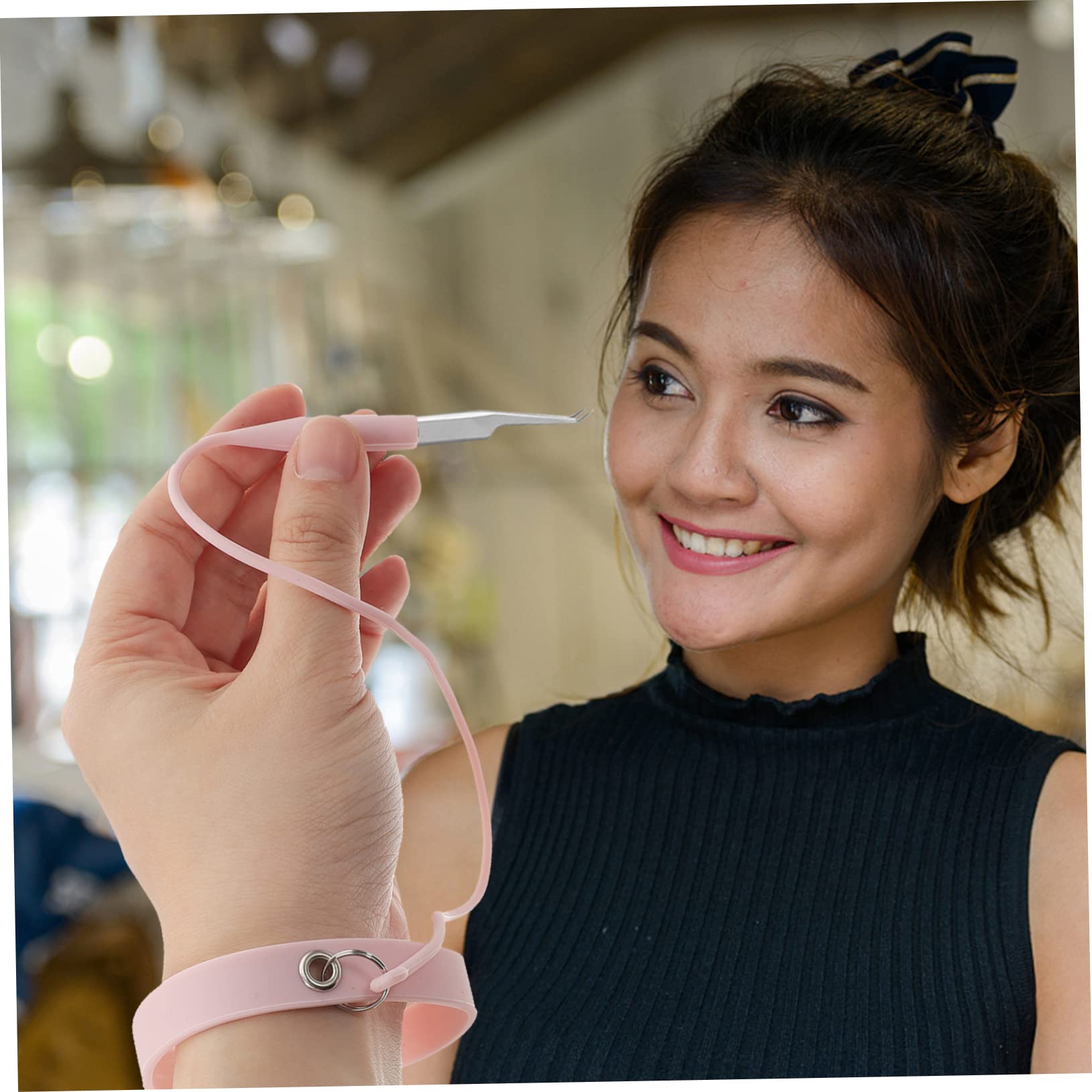 Premium 2-Piece Silicone Lash Tweezer Holder & Protector - Pink Tweezers Bracelet for Eyelash Extensions, Professional Lash Separator Tool | Perfect for Salon, Home Use & Travel Makeup Kits