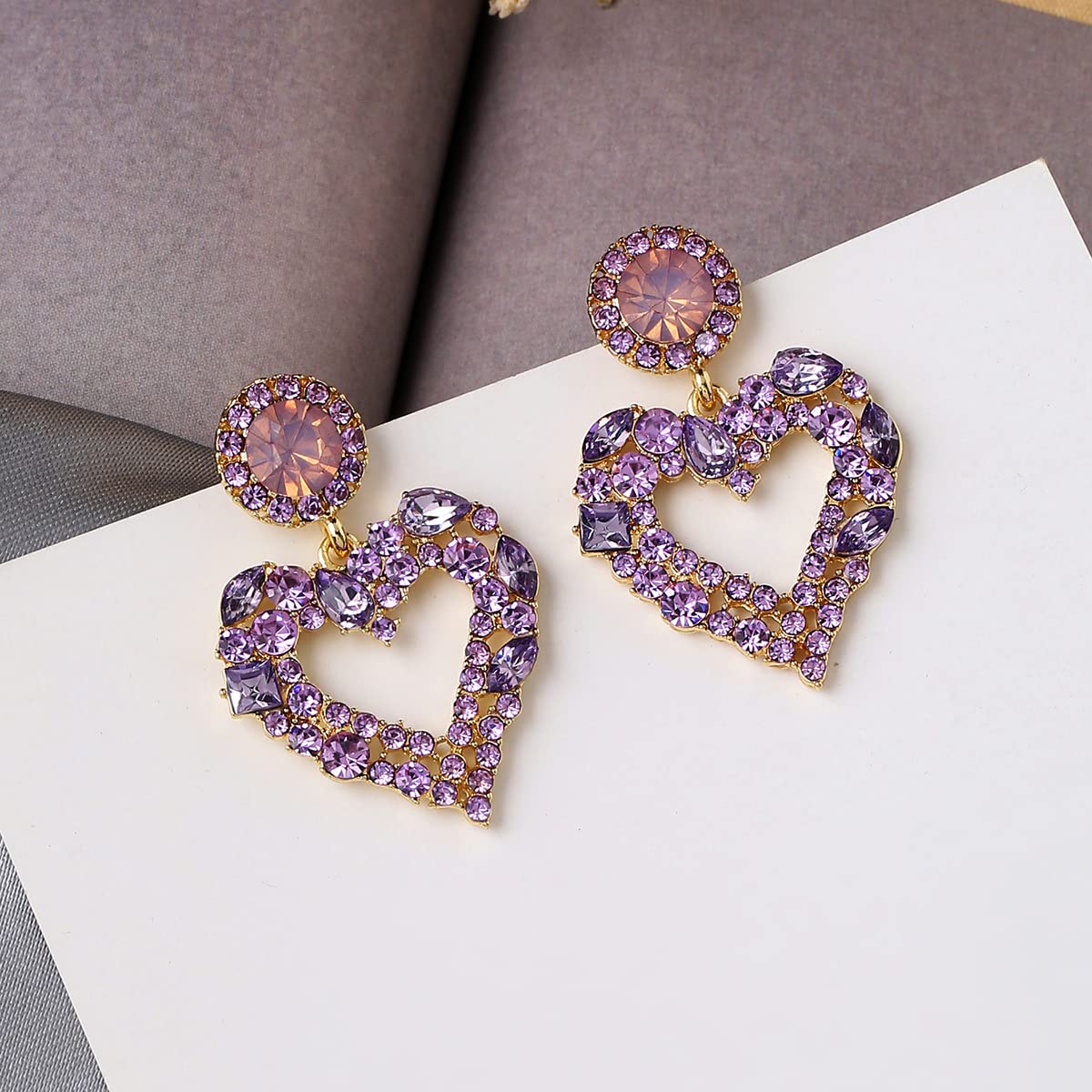 Crystal Drop Earrings for Women - Gold Plated Heart Shaped Yellow Chimes Earrings | Elegant Dangle Earrings for Girls & Women | Perfect Birthday, Anniversary & Valentine's Day Gift | Great for Parties, Weddings & Date Nights