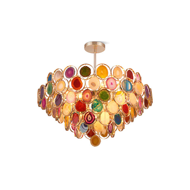 Natural Carnelian Gemstone Chandelier - Handcrafted Bohemian Crystal Beaded Ceiling Light Fixture for Living Room, Dining Room & Bedroom Decor