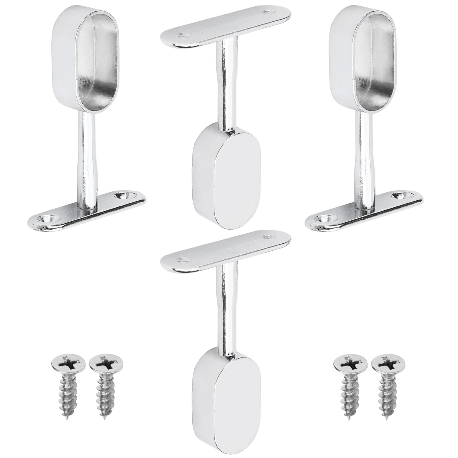 4PCS Closet Rod Flange Holder - Heavy Duty Ceiling Wardrobe Bracket & Shower Curtain Rod Socket (16x30mm) - Perfect for Closet Organization & Bathroom Renovation