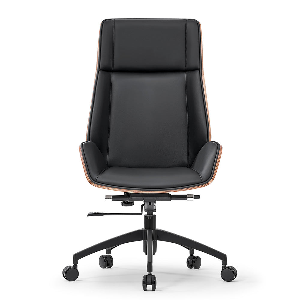 Ergonomic TYLER High Back Office Chair with Walnut & Black Finish - Perfect for Home Office, Gaming, and Workspace Comfort