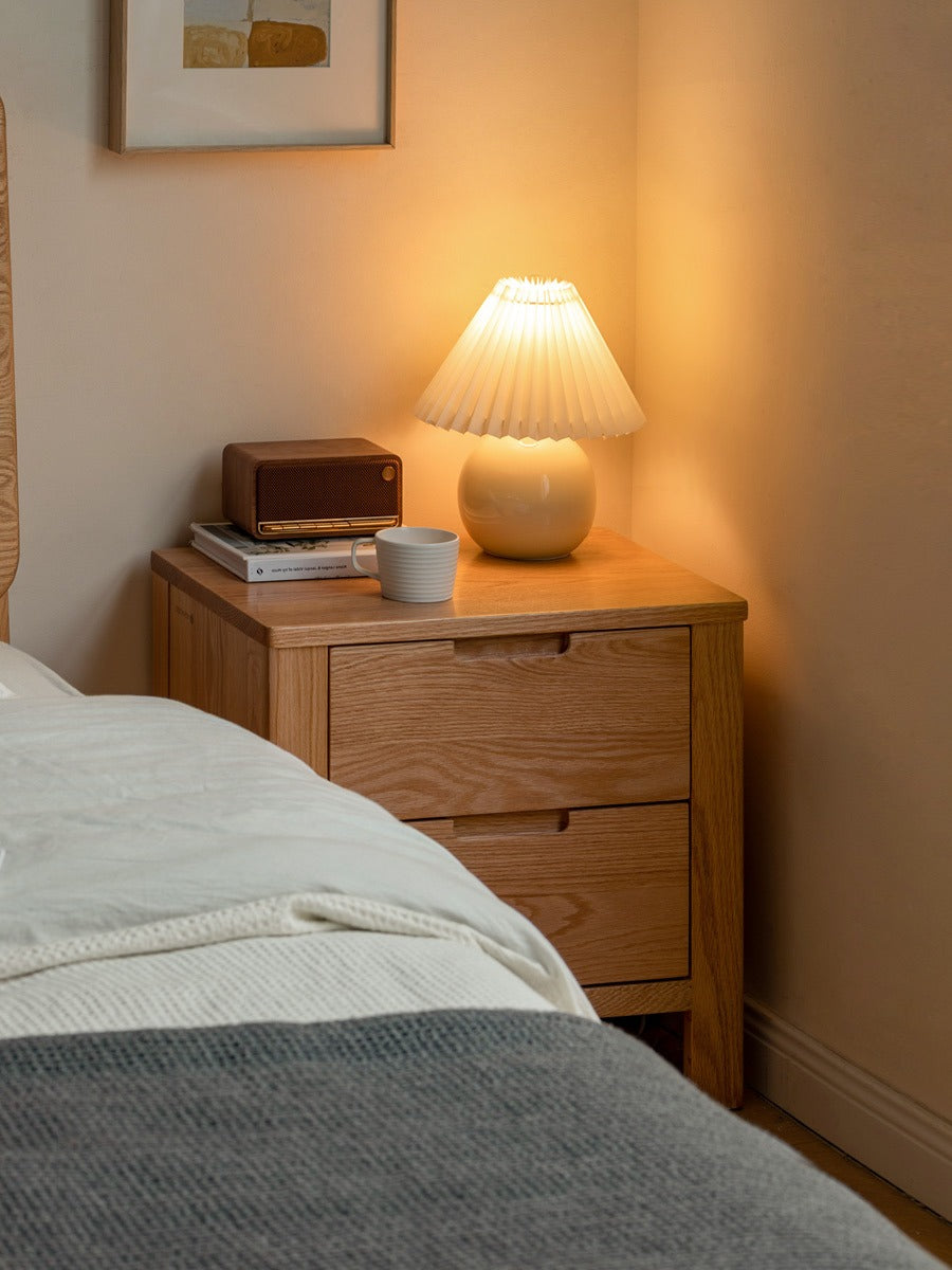 Solid Oak Wood Nightstand with Drawer - Rustic Bedside Table for Bedroom, Living Room & Office - Durable & Stylish Furniture for Home Decor