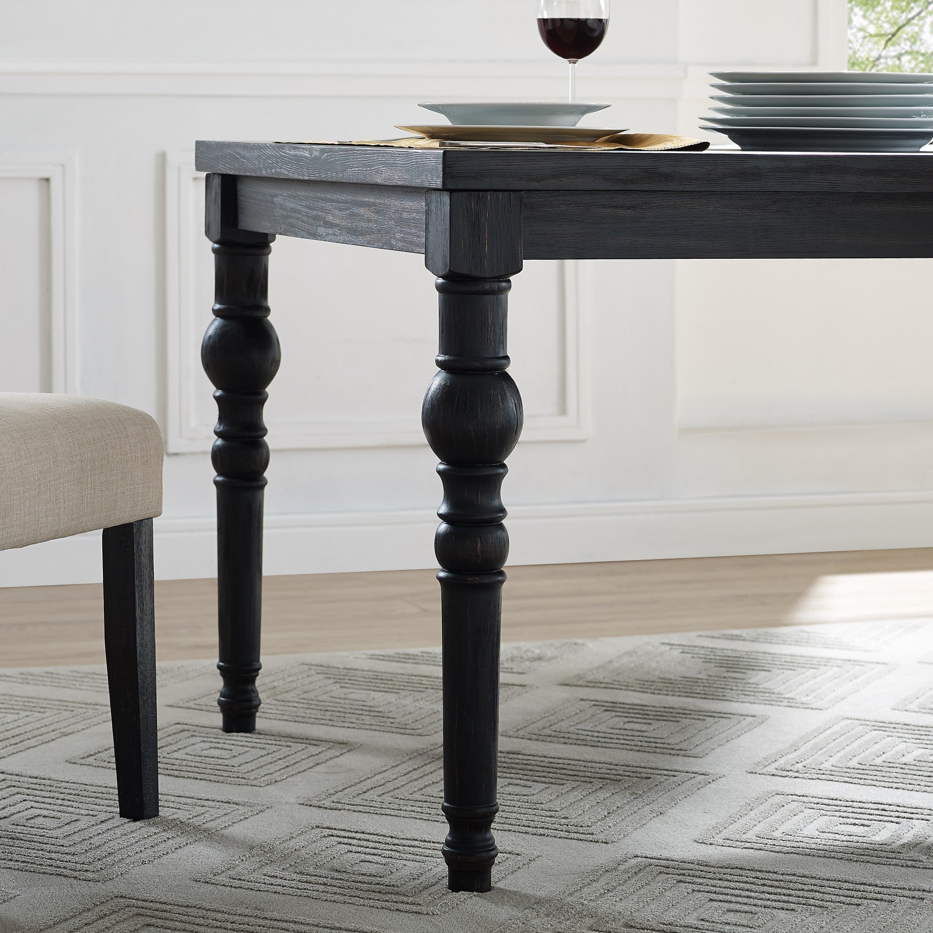 Roundhill Furniture Leviton Urban Style Dining Table - Modern Black Wooden Table for Kitchen, Dining Room & Small Spaces | Perfect for Family Meals & Entertaining Guests