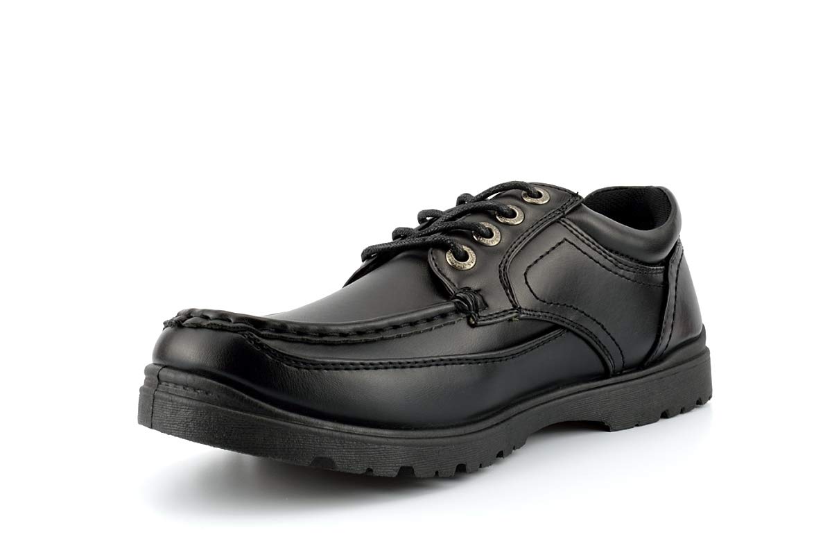 Men's & Boys' Brass Lace-Up Boat Shoes - Classic Black Work & School Shoes for Casual Wear, Outdoor Activities & Daily Use