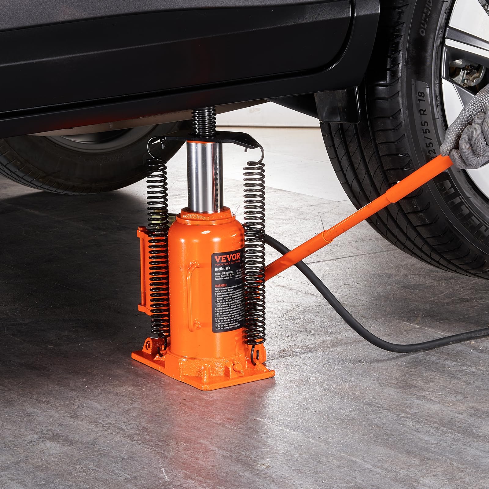 VEVOR 20 Ton Air Hydraulic Bottle Jack - 44,029 LBS Capacity, 10.4-19.7 Inch Lift Range, Heavy Duty Welded Construction with Manual Handle & Air Pump - Perfect for Car, Truck, RV Repair & Industrial Engineering (Workshop, Garage, Construction Site)