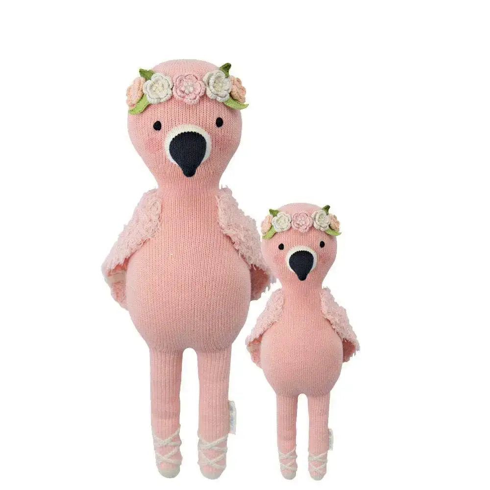Cuddle + Kind Penelope the Flamingo Handmade Knit Doll - Soft Plush Stuffed Animal Toy for Kids & Babies | Perfect for Nursery Decor, Baby Shower Gifts & Cuddling
